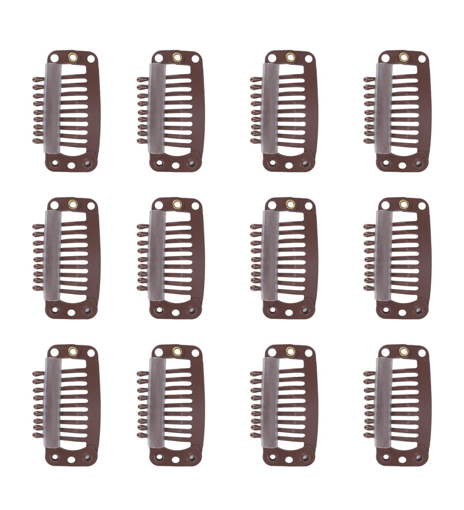 Wig Clips 32mm Snap Clips Wig Teeth Combs U Shape Metal Clips 6 Teeth Combs Clips for Hair Extensions and Wefts(Brown) - Buy Online on GoSupps.com