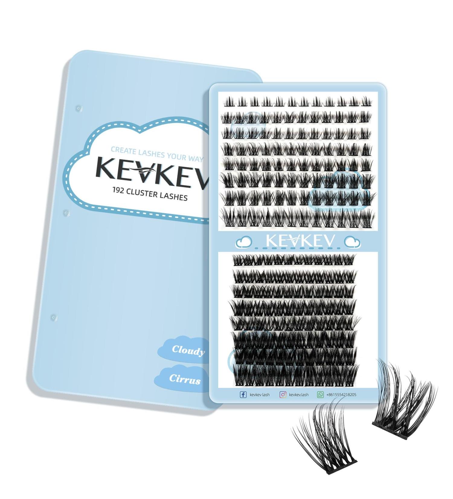 KevKev Lash Clusters 192 Pcs - DIY Eyelash Extensions in Mixed Styles - Thin Band & Soft Lashes - Cloudy & Cirrus D-Mix (8-16mm) - Buy Online on GoSupps.com