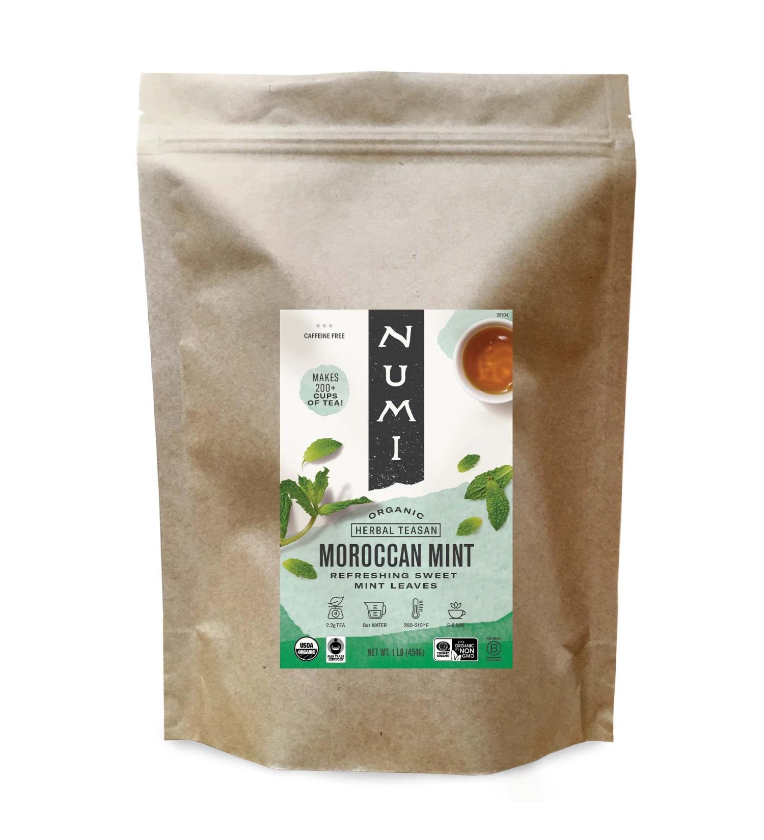 Numi Organic Moroccan Mint Tea 16oz Loose Leaf Herbal Teasan - 200+ Cups - 1lb Pack of 1 | Packaging May Vary - Buy Online on GoSupps.com