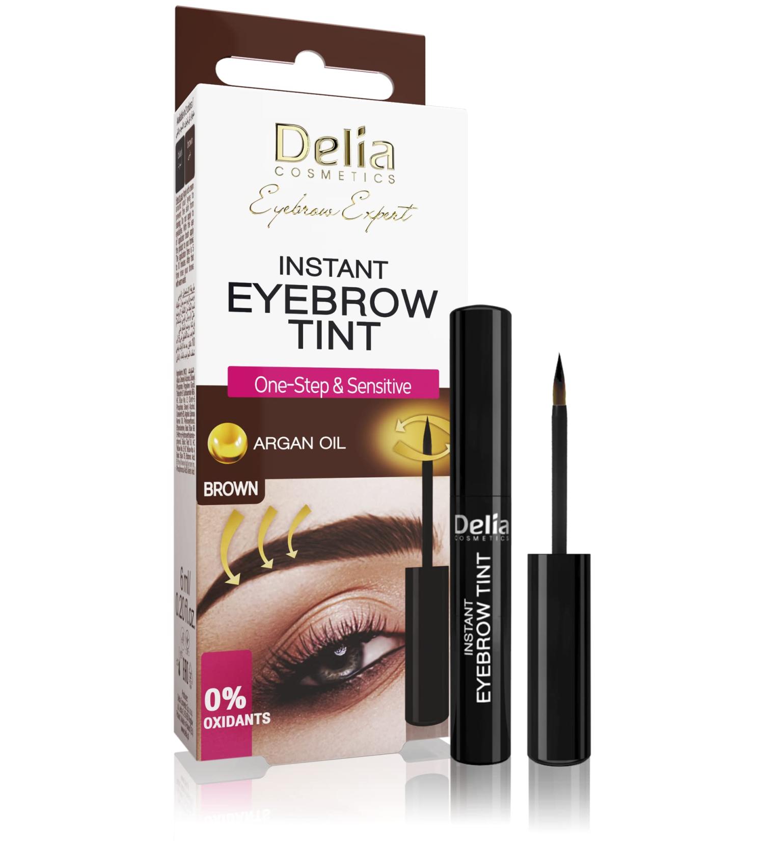 Delia Cosmetics Delia Cosmetics - Eyebrow Expert - Instant Eyebrow Tint - Brown - Express One Component Tint - One step in just 5 minutes. With argan oil 0% oxidants 20 applications 6