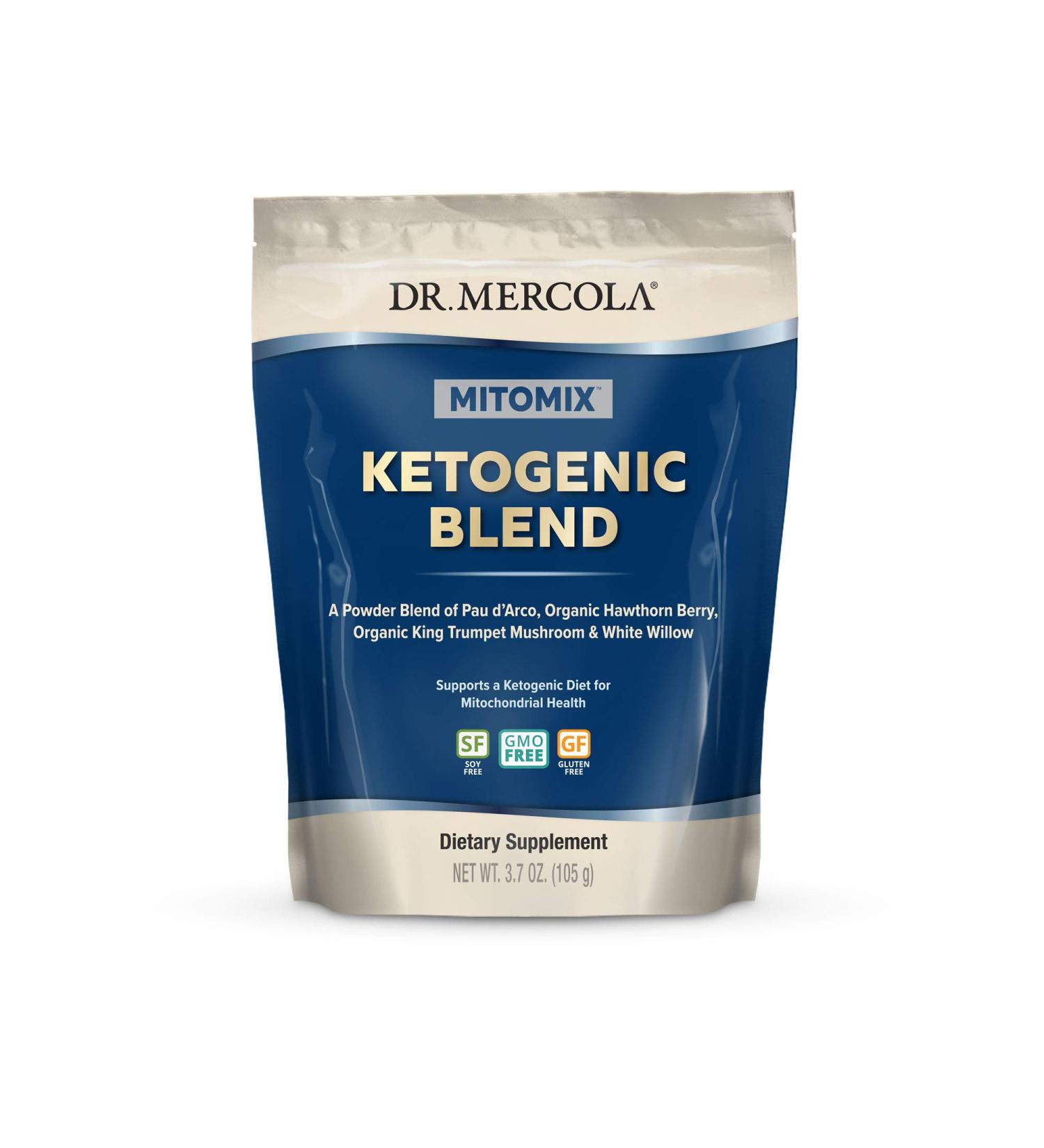 Dr. Mercola MITOMIX Ketogenic Blend with PAU d'Arco and Organic King Trumpet Mushroom - 30 Servings (3.7 oz) - Non GMO, Soy Free, Gluten Free - Buy Online on GoSupps.com