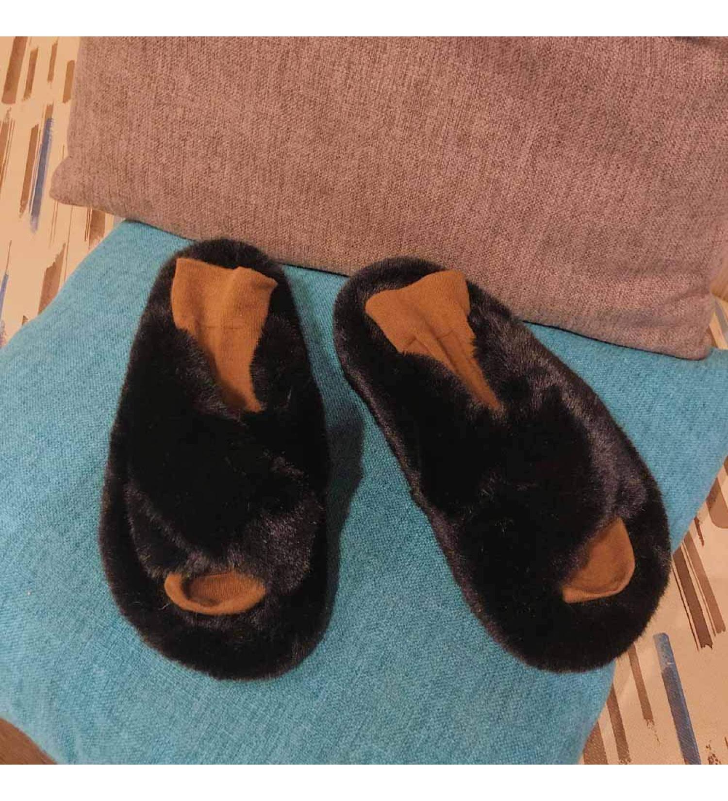 Fluffy Sliders Womens Furry and Fluffy Slippers for Women Indoor Slippers Autumn Winter Plush Flat Shoes for Women House Slippers for Indoor Outdoor Fashion Sandals (C 24.5CM) - Buy Online on GoSupps.com