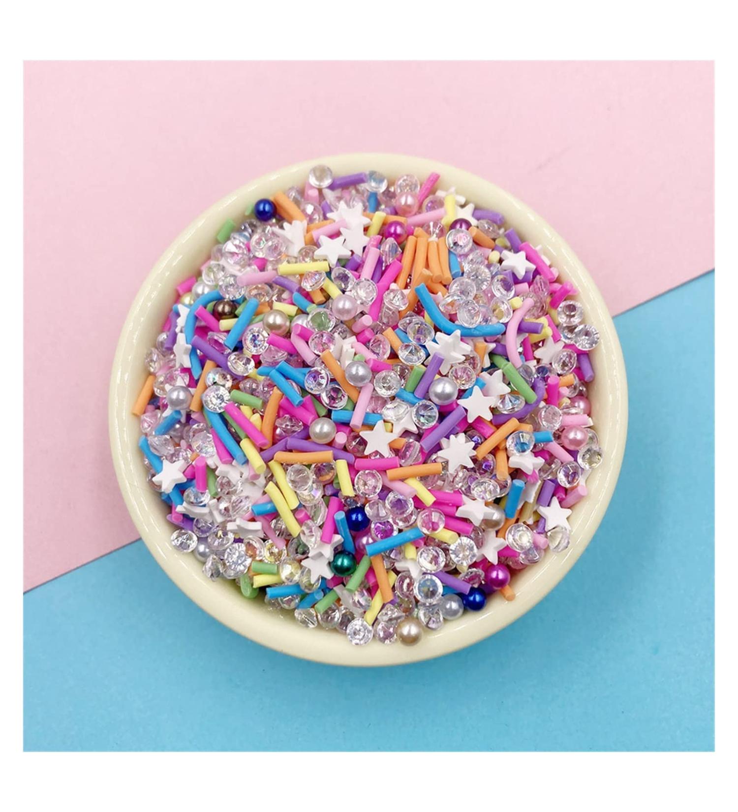 NIANTU1125 100g Mixed Rhinestone Long Cylindrical Slices Polymer Clay Sprinkles for DIY Craft Nails Art Fluffy Slimes Filling Accessories Gift (Color : Colorful) - Buy Online on GoSupps.com