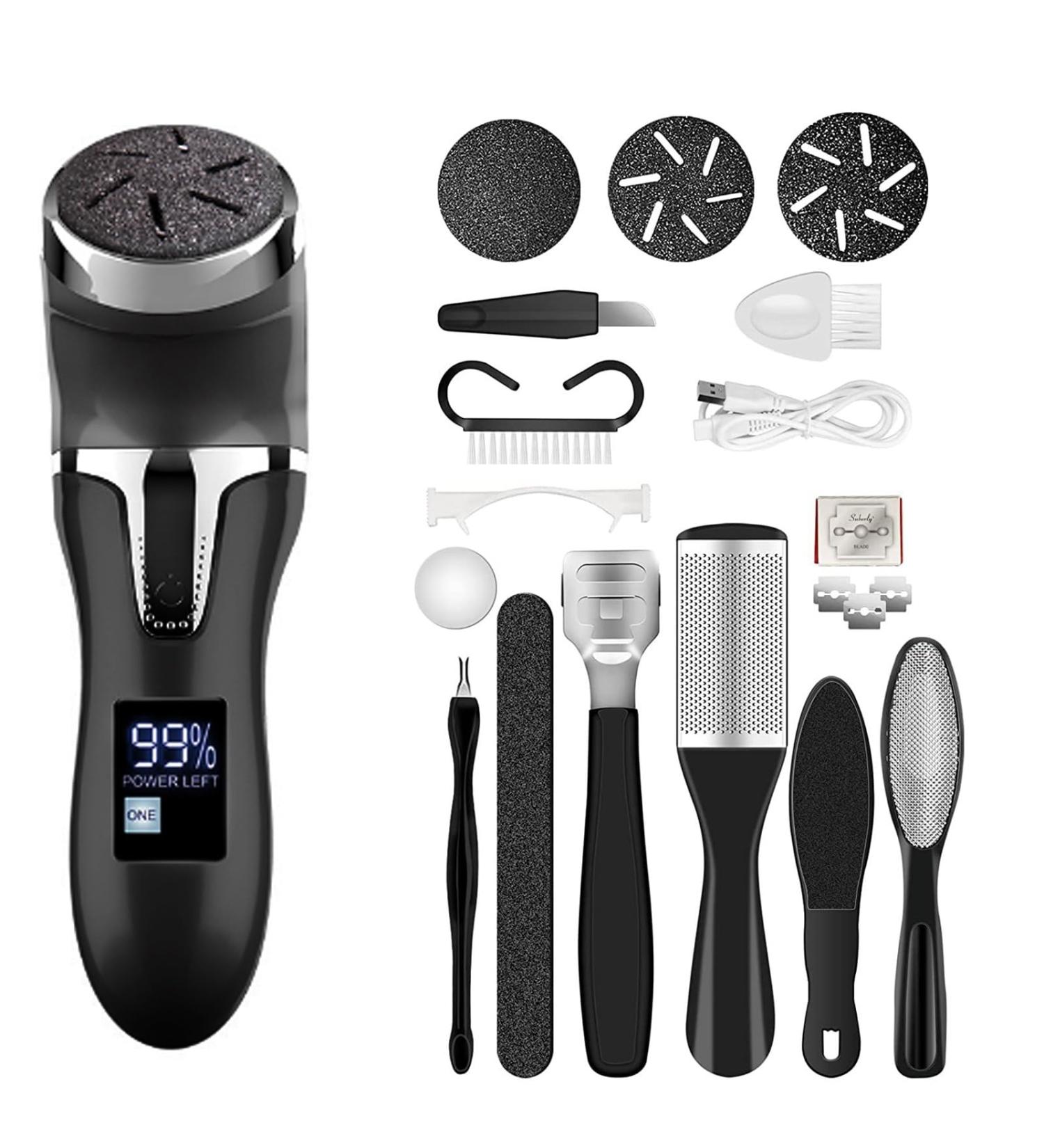 Portable Electrical Foot Horn Skin Remover Set | Pedicure Tools with 3 Grinding Heads & 2 Speeds | Waterproof Foot Care for Cracked Heels & Dead Skin - Buy Online on GoSupps.com