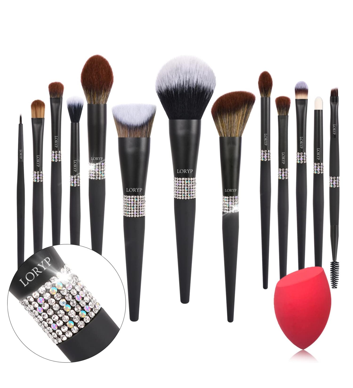LORYP Glitter Crystal Makeup Brushes Set - 13pcs Bling Rhinestone Matte Black Set for Lady - Buy Online on GoSupps.com