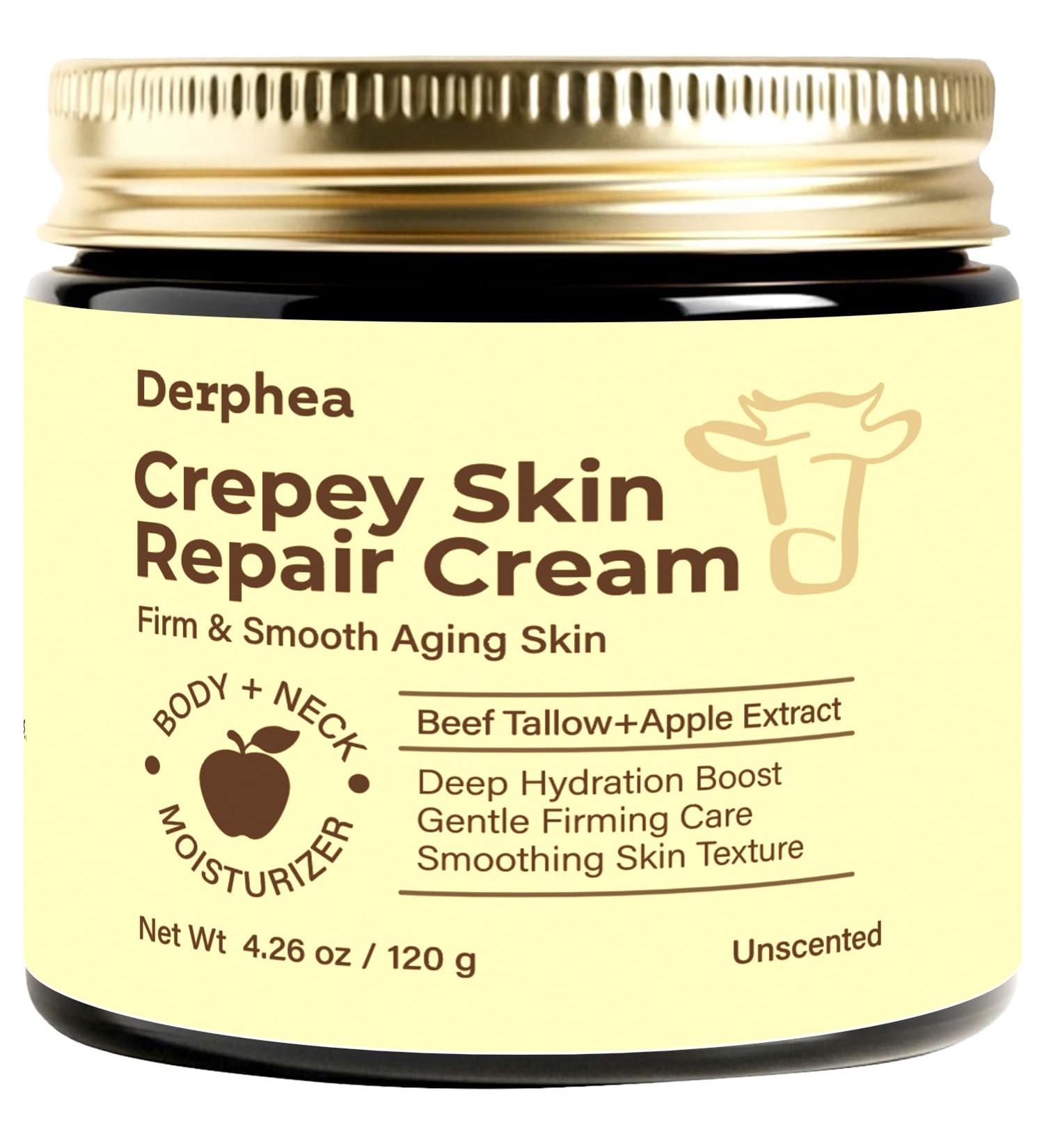 Crepey Skin Repair Treatment: Crepey Skin Repair Cream for Aging Skin with Pure Beef Tallow Soluble Collagen & Apple Fruit - Advanced Crepe Fix Cream for Neck Arms Chest Body - Unscented Body - Crepey Skin 4.26 Ounce (P  - Buy Online on GoSupps.com