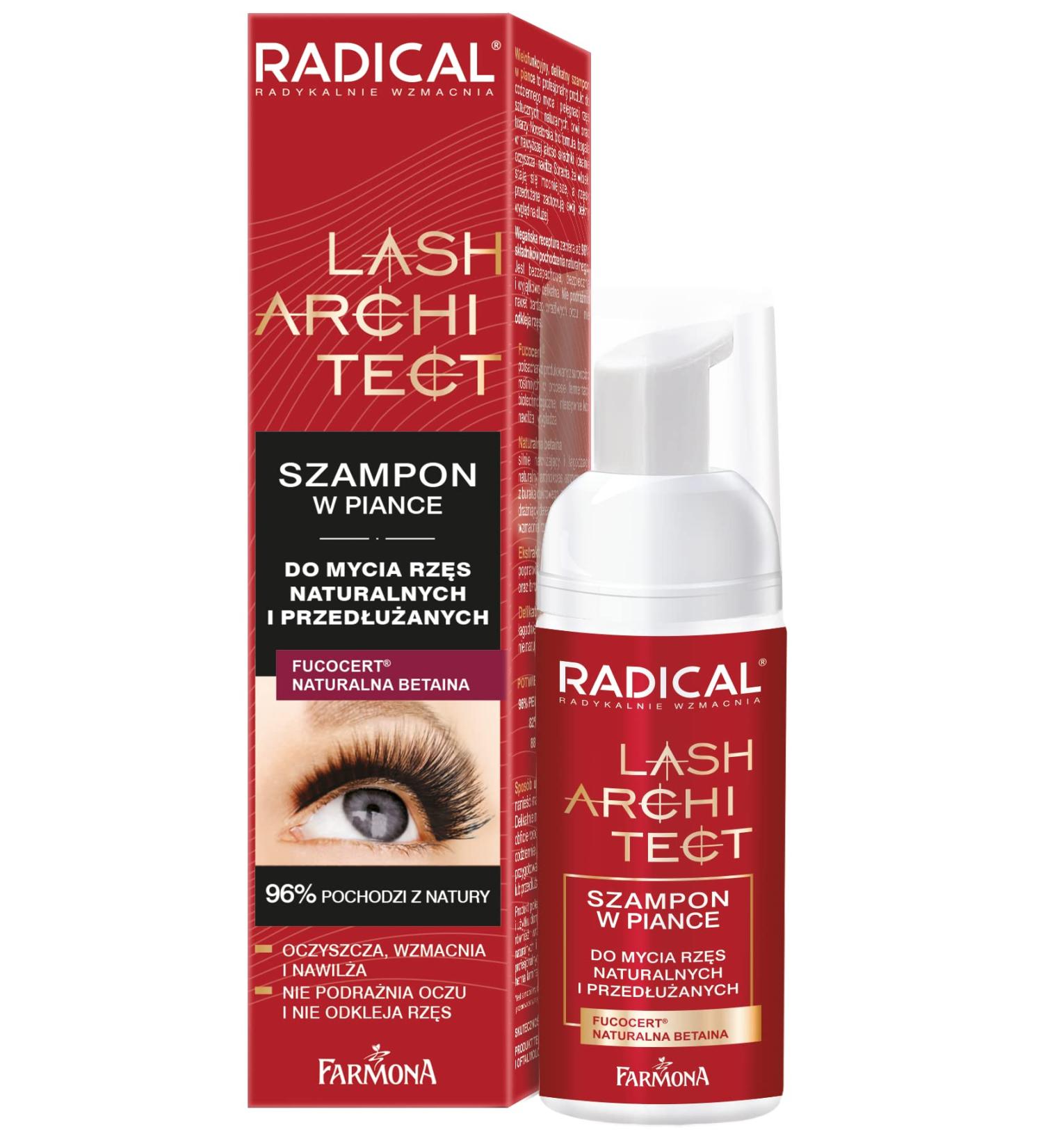 Farmona RADICAL LASH ARCHITECT Natural and extended eyelash cleaning shampoo 50ml