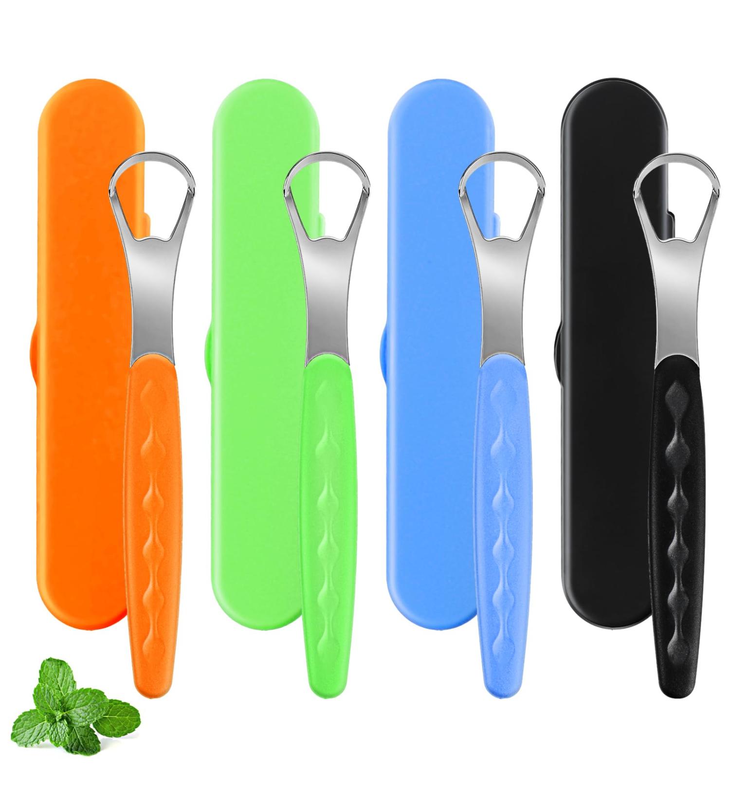 Wllhyf Stainless Steel Tongue Scraper - 4 Pack Bad Breath Reducer with Travel Case | Tongue Cleaner for Fresh Breath - For Men & Women - Buy Online on GoSupps.com