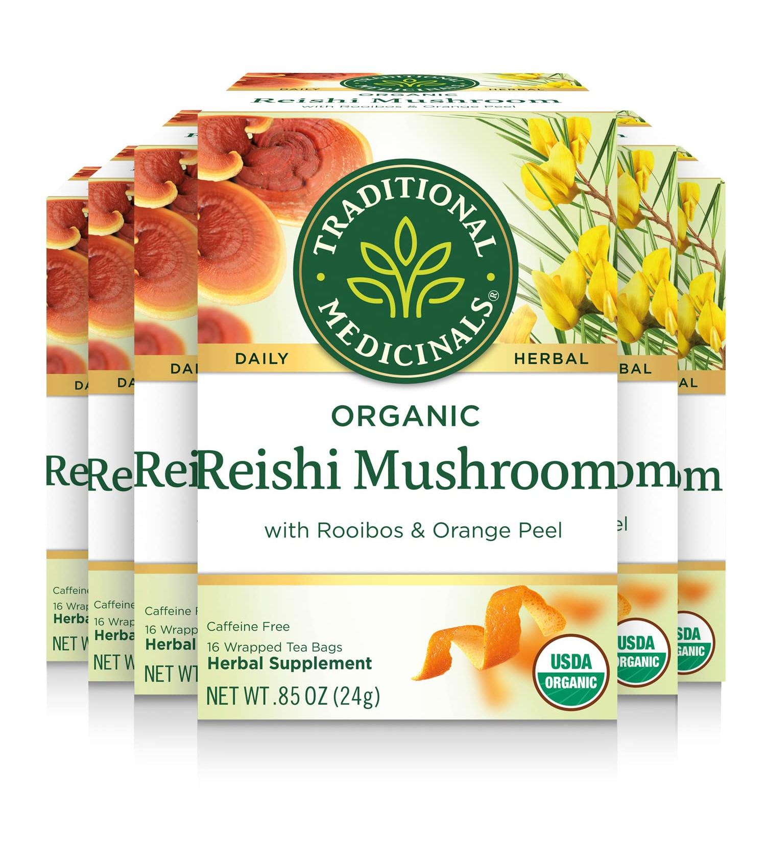 Traditional Medicinals Organic Reishi Mushroom Tea with Rooibos & Orange Peel - 16 Count (Pack of 6) - Buy Online on GoSupps.com