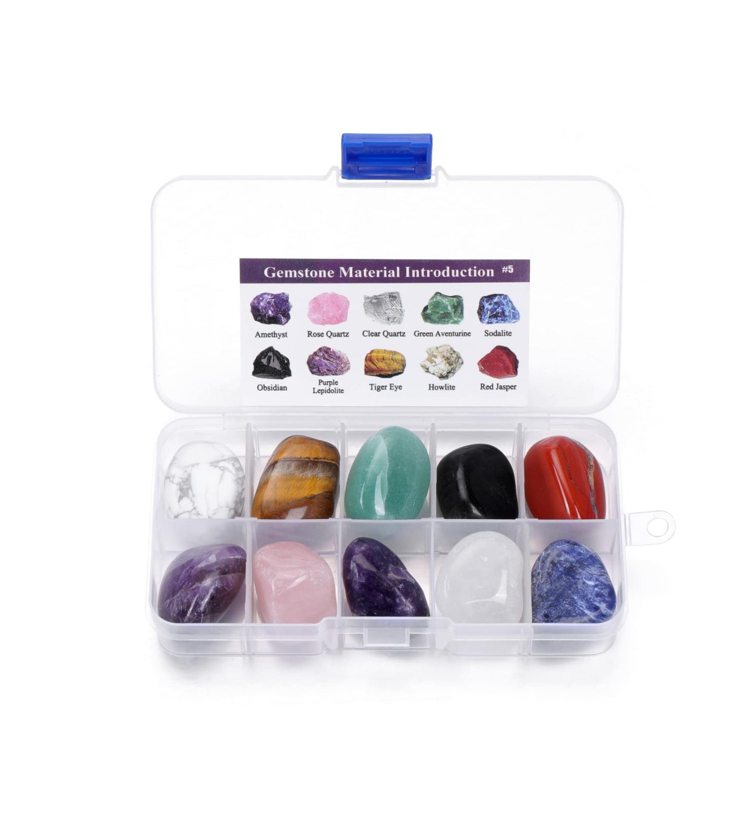 CrystalTears 10pcs Healing Crystals Gemstones - Natural Tumble Polished Stones for Chakra Balance - Reiki Meditation Home Decor - Christmas Gift - #5 Tumbled Stone - Buy Online on GoSupps.com