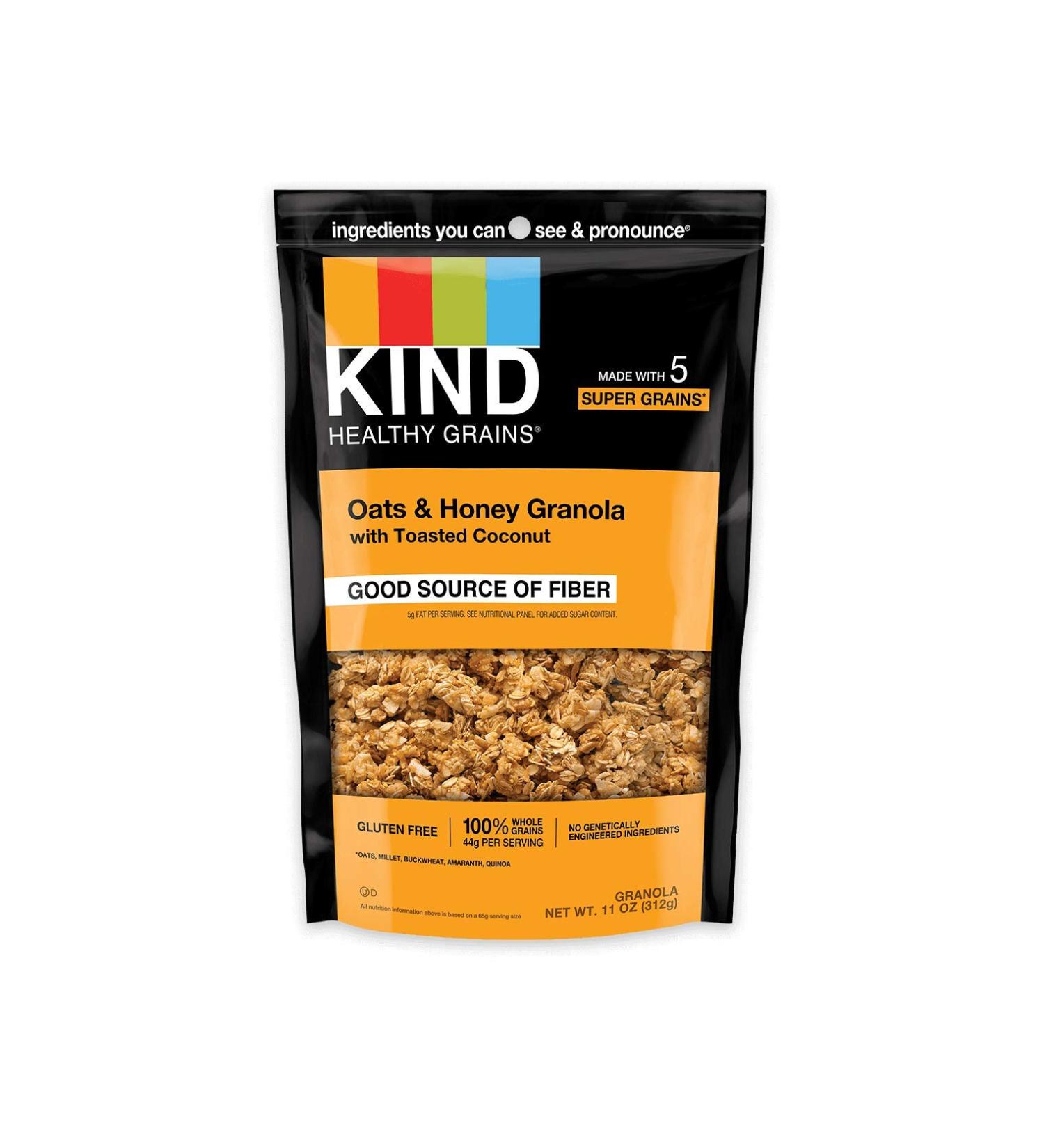 KIND Healthy Grains Clusters Oats & Honey Clusters With Toasted Coconut Gluten Free Low Sugar 17 Oz 6 Count