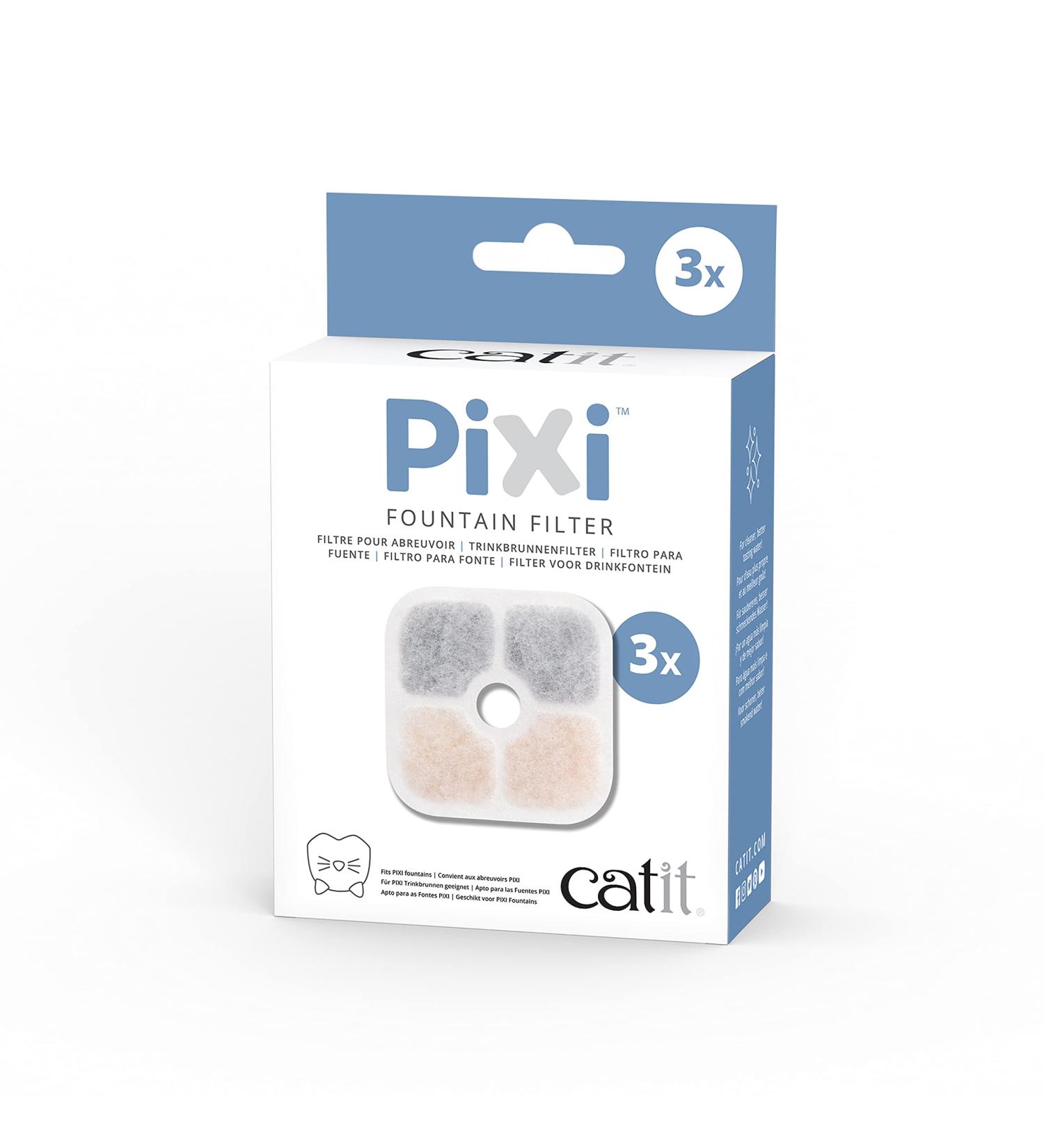 Catit PIXI Cat Drinking Fountain Filter 3-Pack - Triple Action Water Replacement Filter - Buy Online on GoSupps.com