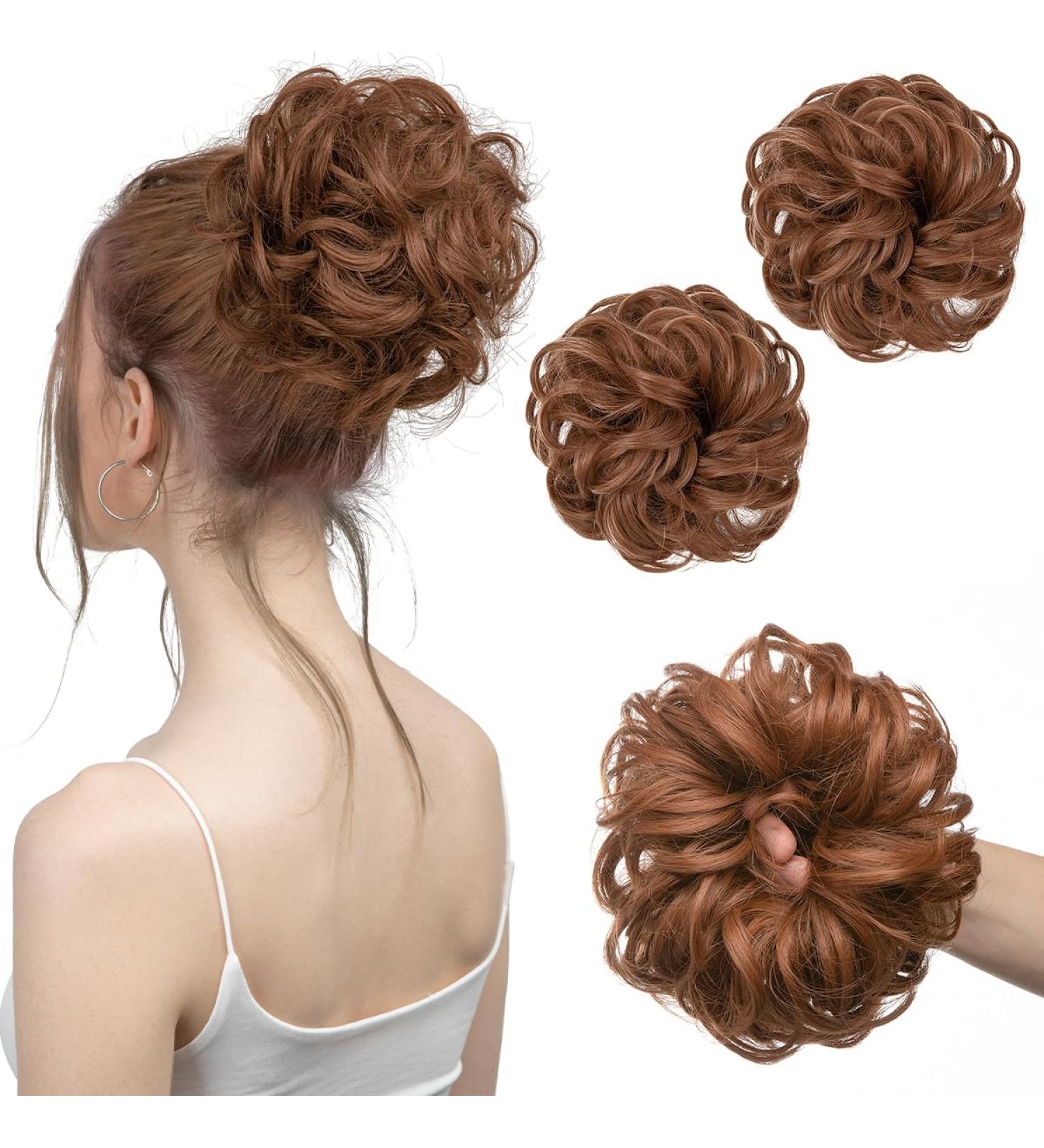 SARLA 2PCS Messy Hair Bun Scrunchies - Light Auburn Synthetic Updo Extensions for Women and Girls - Buy Online on GoSupps.com