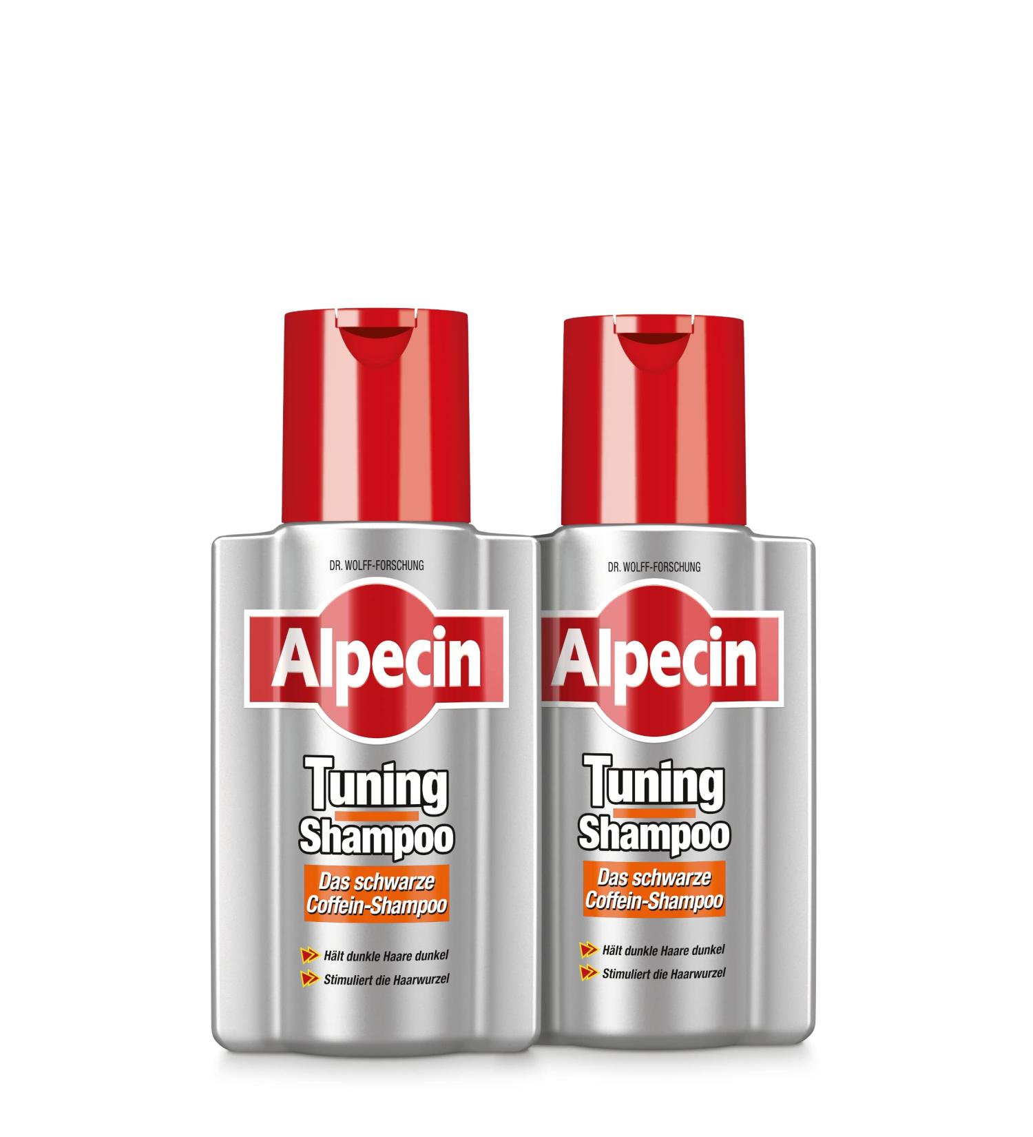 Alpecin Alpecin Tuning Shampoo - 2 x 200 ml - Black shampoo with caffeine for grey hair - Powerful colour pigments to keep hair dark