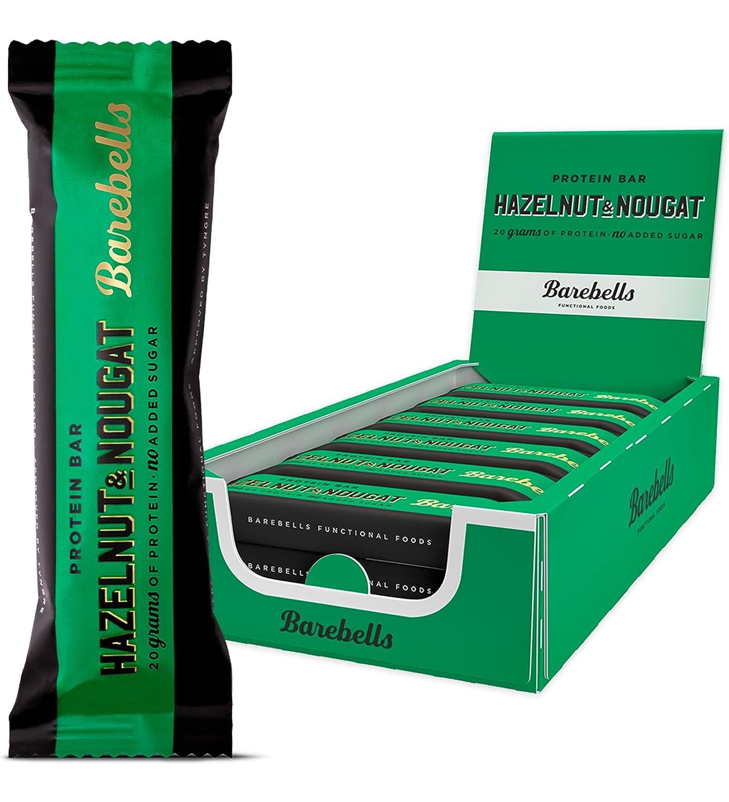 Barebells Hazelnut & Nougat High Protein and Low Carb Bar 12 x 55g (1 94 oz) Low Sugar Snack Protein Bar with 20g protein - Buy Online on GoSupps.com