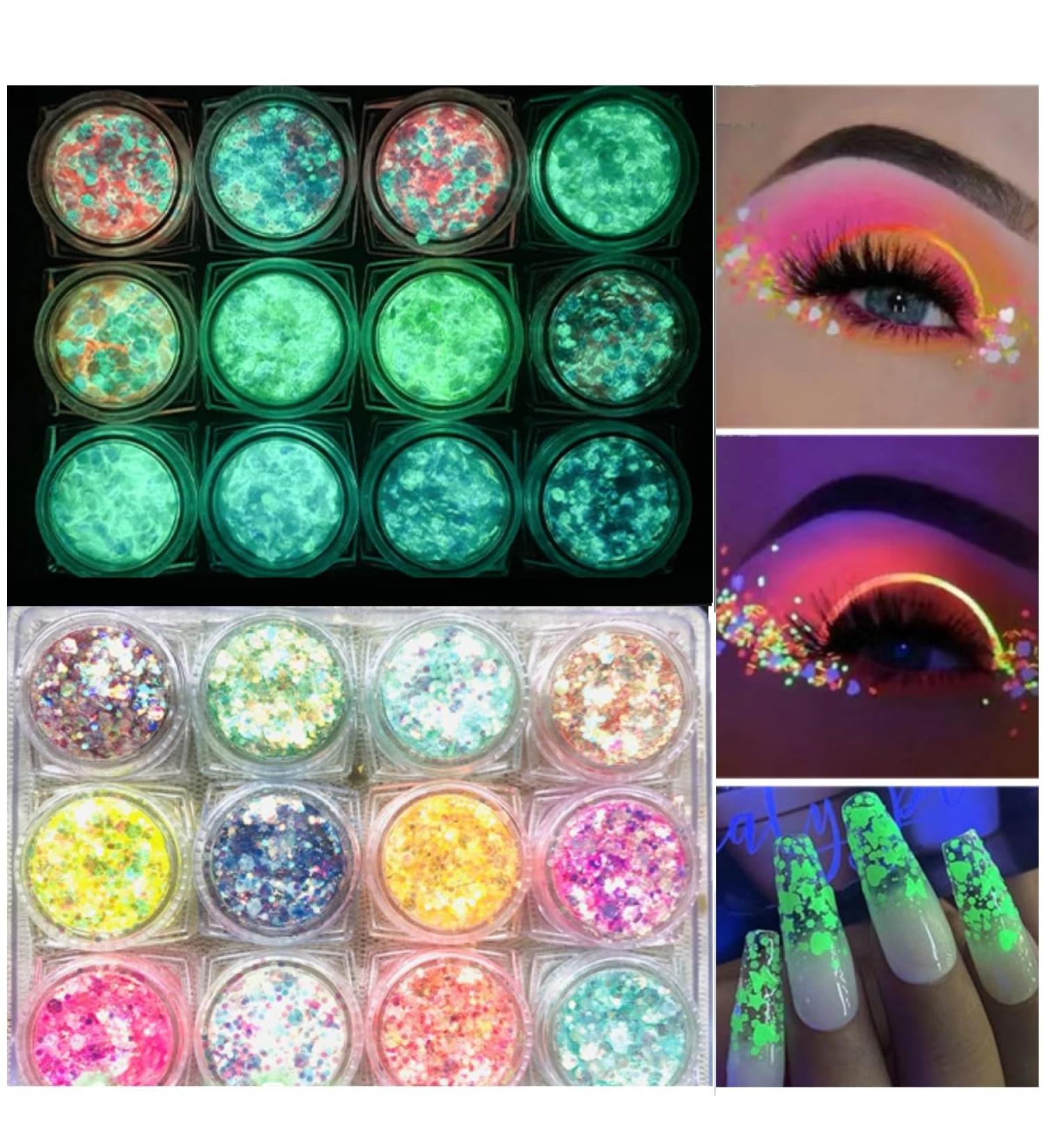  KARLOR 12 Pack Glitter Glow in the Dark Glitter Gel Glitter Glitter Face Glitter Glitter Self Adhesive Glow in the Dark for Eyes and Hair - Buy Online on GoSupps.com