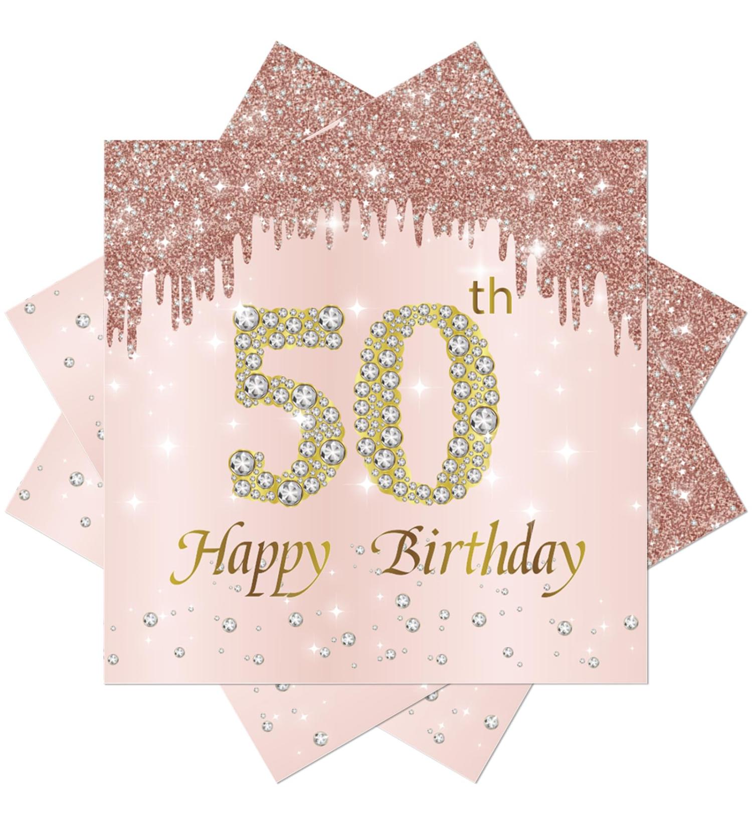 40 Pieces Pink Napkins for 50th Birthday Party - 33x33cm Paper Napkins for Men Women & Girls - Perfect Party Decoration - Buy Online on GoSupps.com