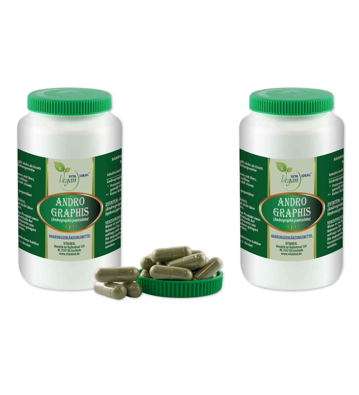 Vita Ideal Vegan Andrographis - 720 Capsules of Pure Chiretta Kraut | 800mg Daily Serving | Vegan Additive-Free Supplements - Buy Online on GoSupps.com