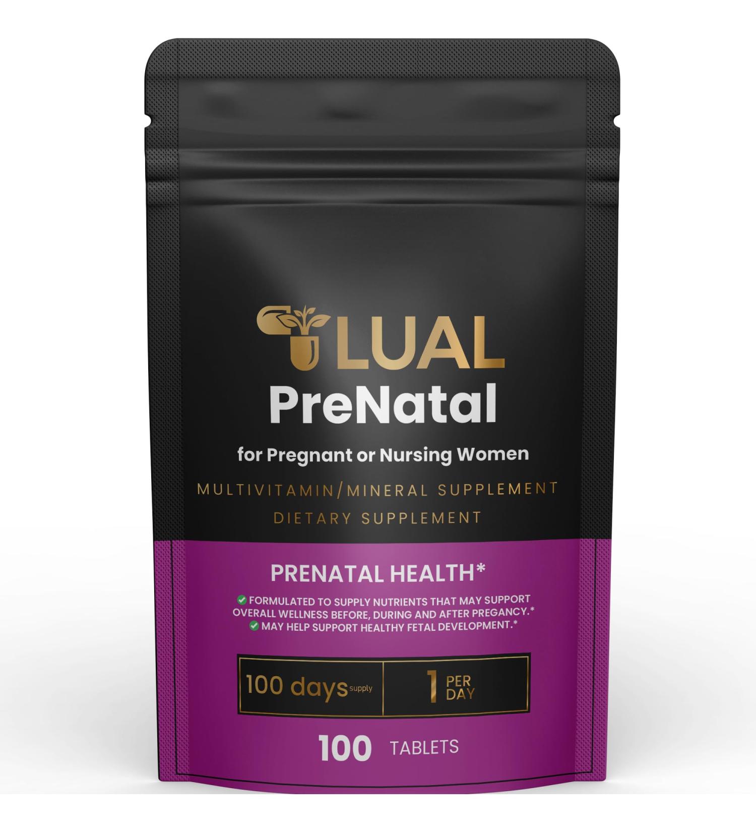 LUAL Prenatal Multivitamin | Prenatal Vitamins for Women | Pregnancy Must Haves Folate Supplement Prenatal Multivitamin 100 Tablets