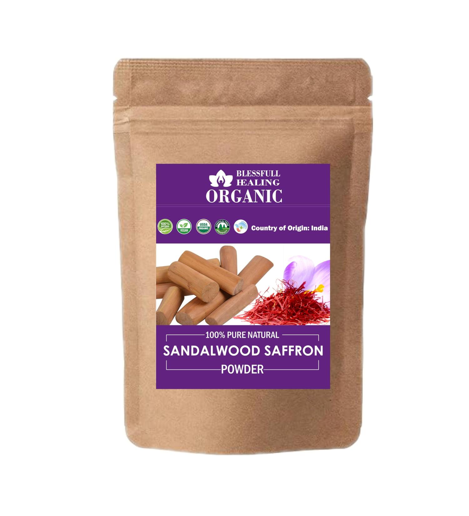 Blessfull Healing Organic 100% Pure Natural Sandalwood Saffron Powder | 100 Gram / 3.52 oz Pack Of 2 - Buy Online on GoSupps.com