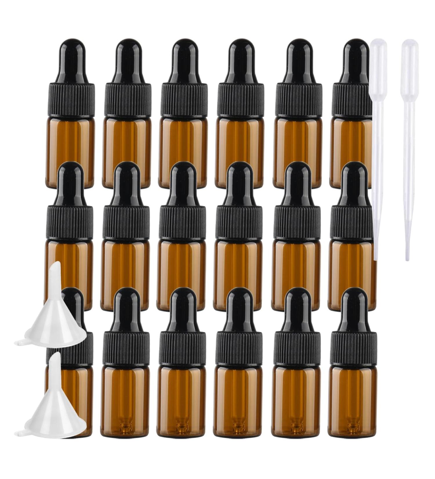 BPZXL 20-Pack 3ml Amber Glass Pipette Bottles - Perfect for Essential Oils & Aromatherapy - Sample Size Dripping Bottles - Buy Online on GoSupps.com