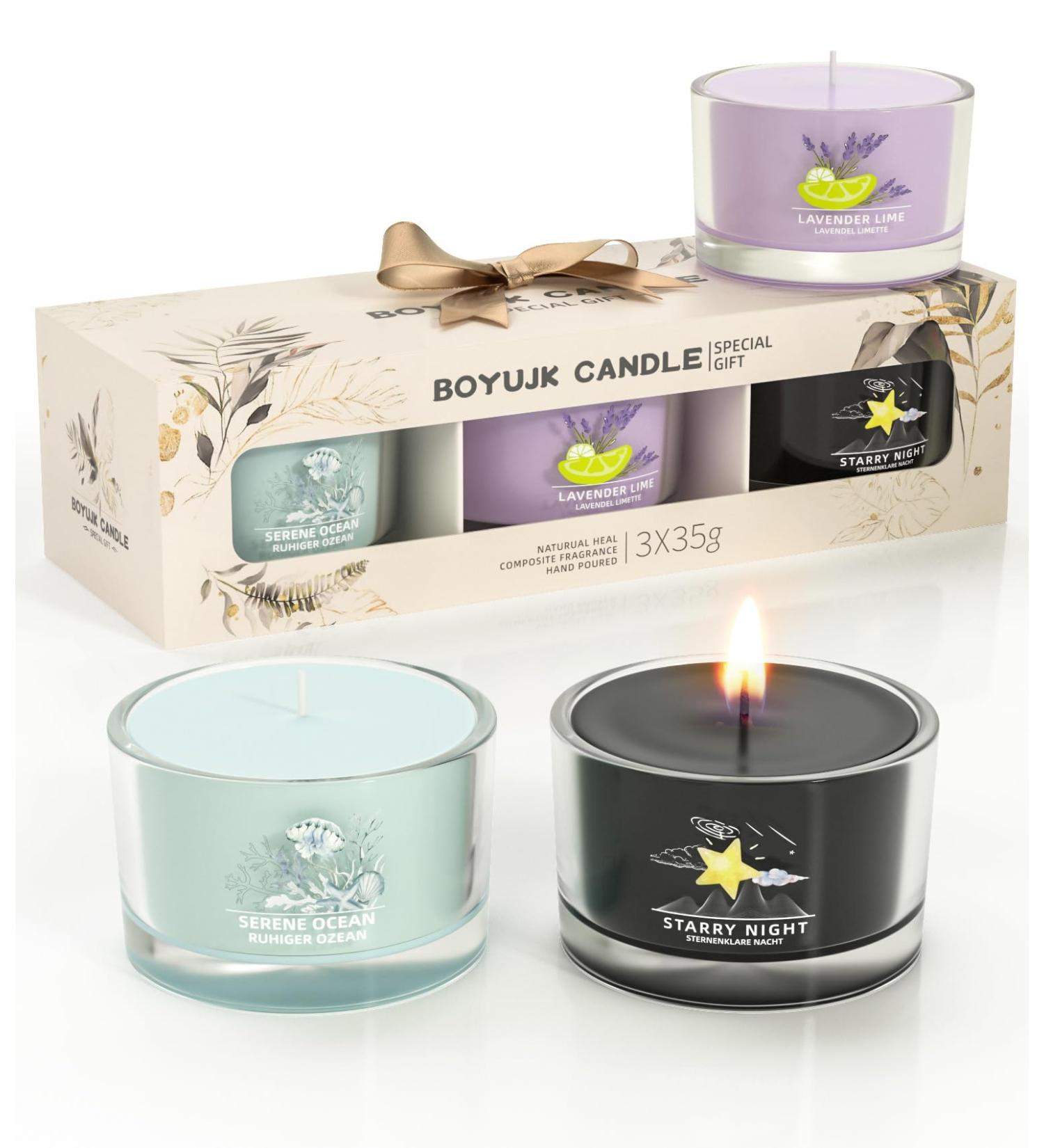Fragrance Candle Gift Set for Women | 6 Relaxation Candles for Anxiety | Special Collection in Blue Purple & Black - Buy Online on GoSupps.com