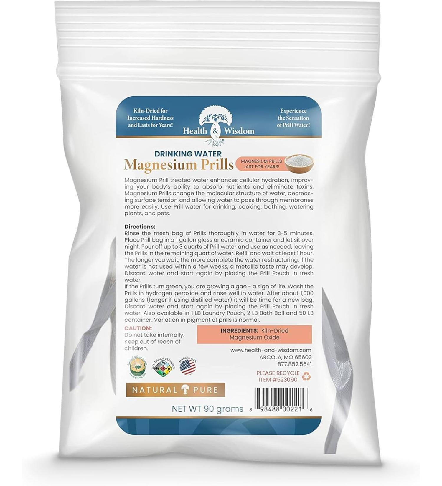 Health and Wisdom Magnesium Prills Kiln-Dried Magnesium Oxide Beads for Structured Thin Water Long-Lasting Reusable NSF/ANSI Certified Use for Drinking Cooking Bathing & Laundry - 3.17 oz 3.17 Ounce (Pack of 1) - Buy Online on GoSupps.com