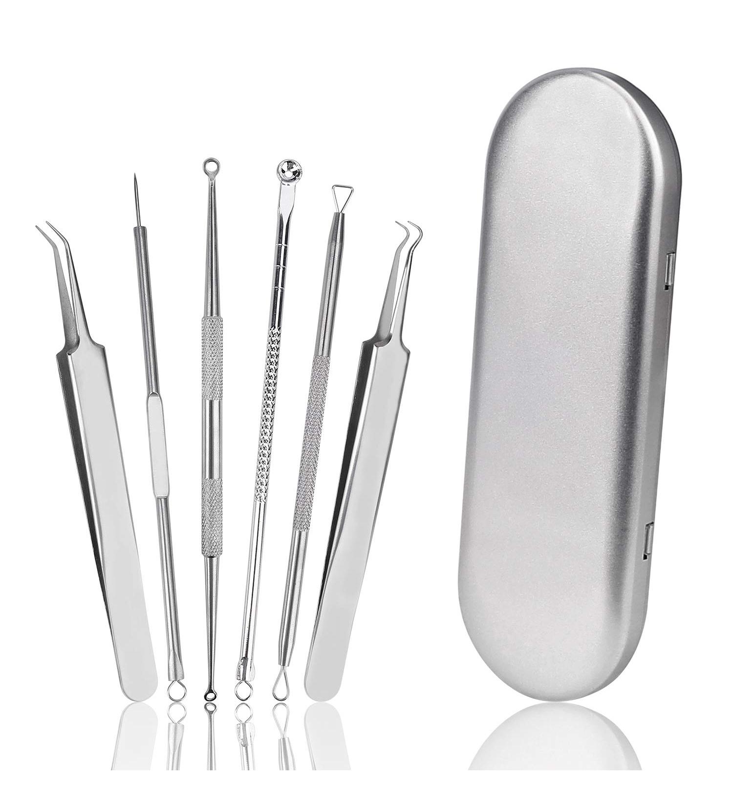 Blackhead Remover Set - 6 Pcs Comedone Squeezer & Acne Pimple Blemish Extractor Tools for Clear Skin - Buy Online on GoSupps.com