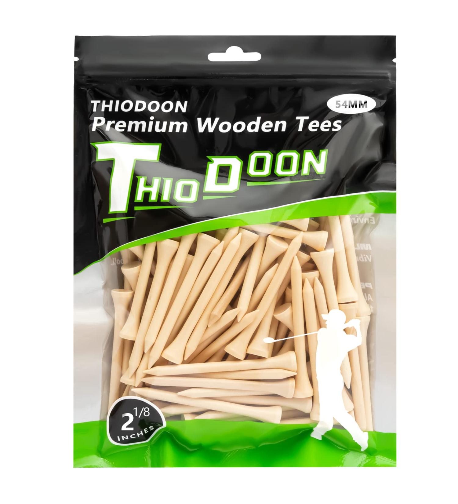 THIODOON 100 Pack Professional Natural Wood Golf Tees - Multiple Colors - 3-1/4, 2-3/4, or 2-1/8 Tall - Reduce Side Spin and Friction - Buy Online on GoSupps.com