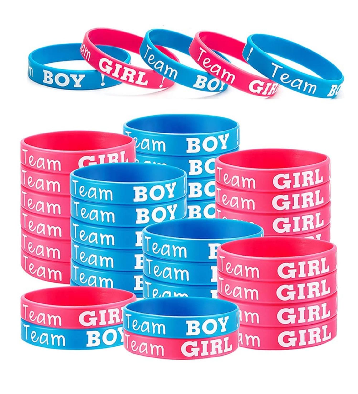 NERTOEE Gender Reveal Bracelets - Team Boy & Team Girl Bracelets (40 Pieces) | Perfect for Gender Reveal Parties - Durable Silica Gel - Buy Online on GoSupps.com