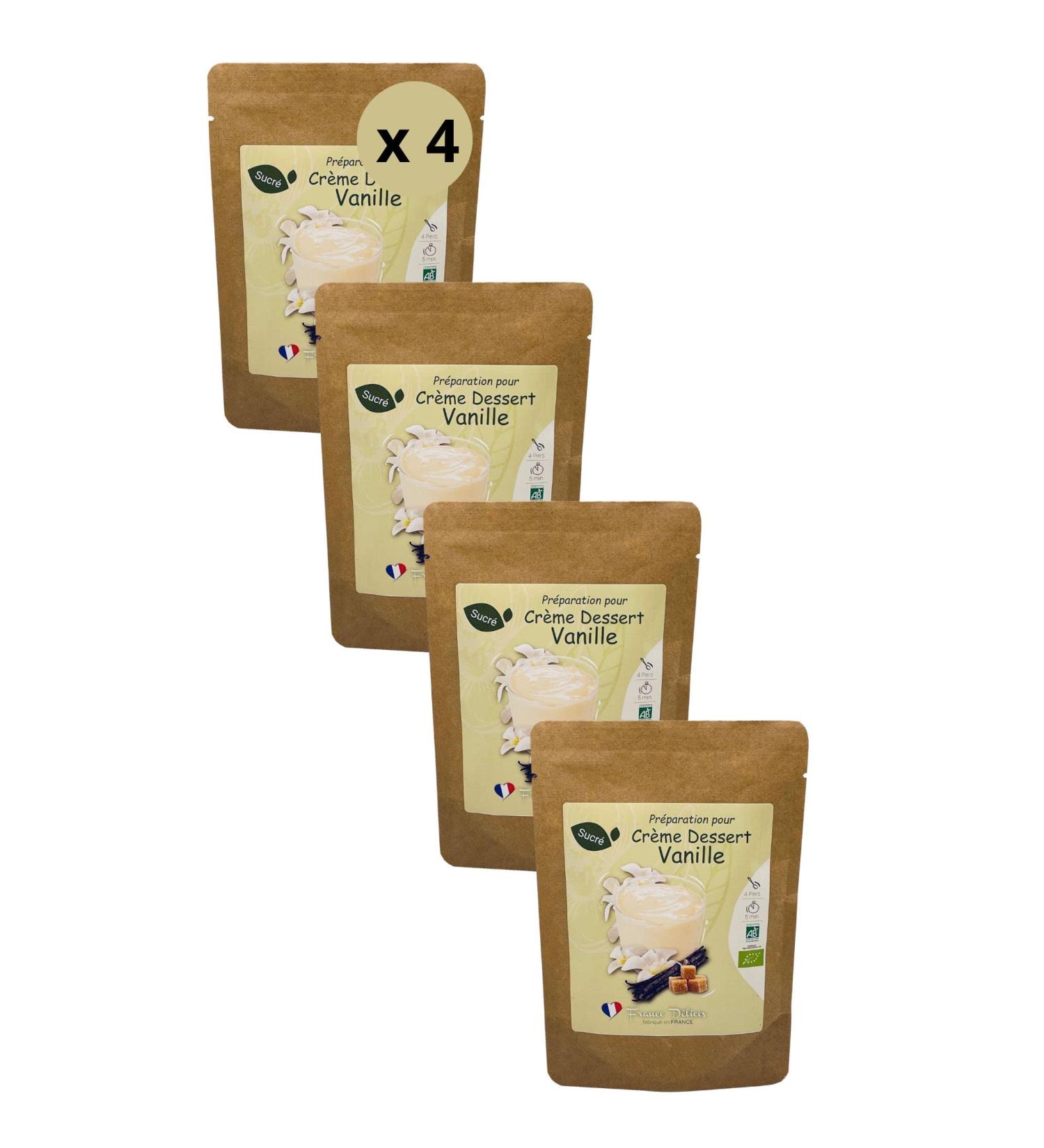 FRANCE D LICES - Pr paration Pour Cr me Dessert La Vanille Bio - Dessert Gourmand Et Naturel - Pr t En 5min - Fabrication Artisanale En France - Sans Gluten - 4 Pers. - 4 Sachets De 75g 4 Unit s De 75g - Buy Online on GoSupps.com