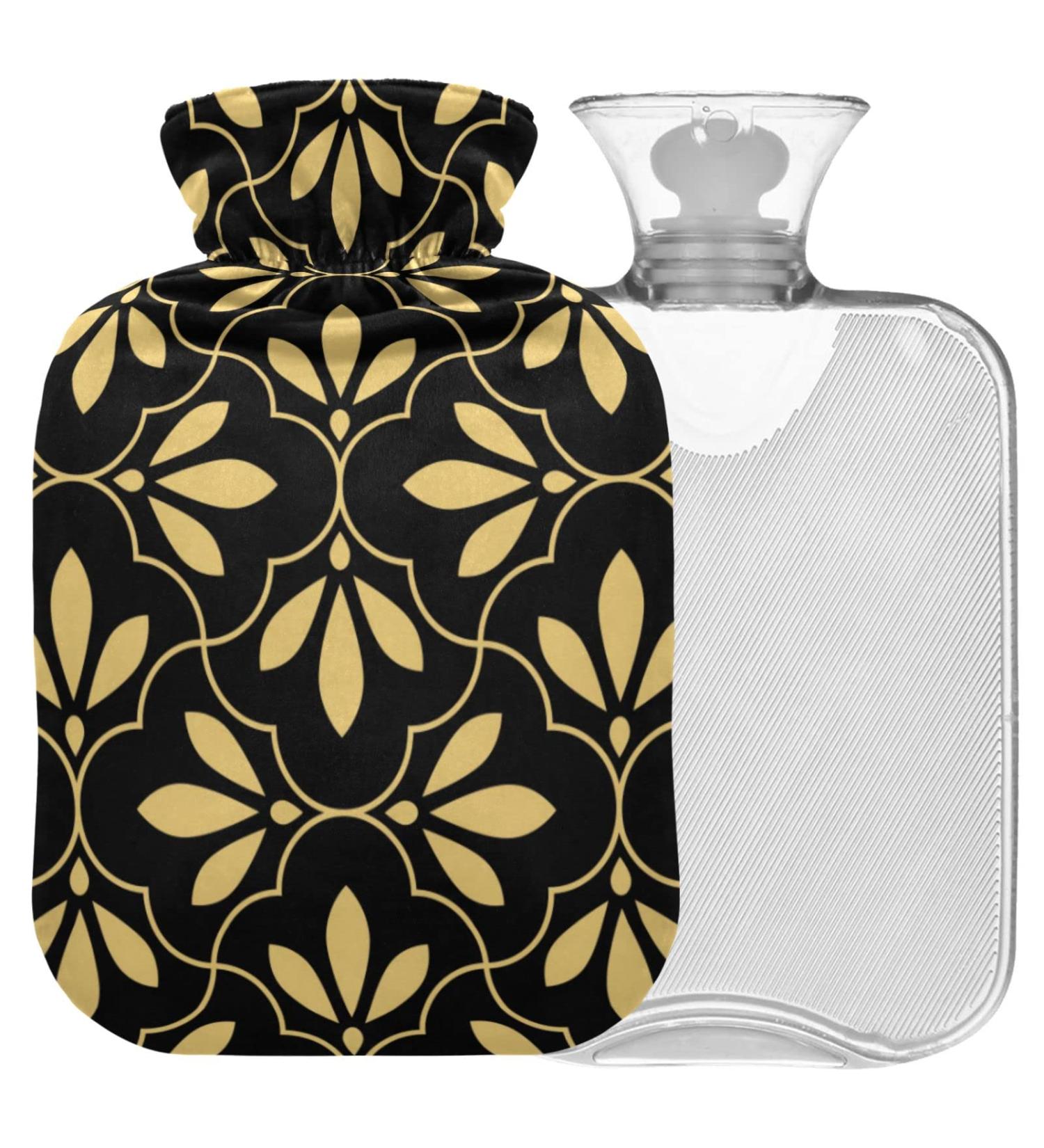 NAANLE Hot Water Bottle with Lid - Flower-Transparent Heat Bottle for Pain Relief & Therapy - 1L Back Hand Foot Warmer - Buy Online on GoSupps.com