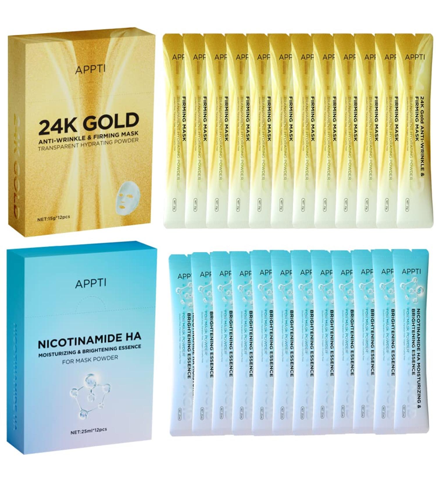 SHEEYOON Facial Jelly Mask Peel Off Crystal Face Jelly Mask Powder and Nicotinamide/Hyaluronic Acid Serum Set DIY Face SPA Skincare Mask (24K Gold) - Buy Online on GoSupps.com
