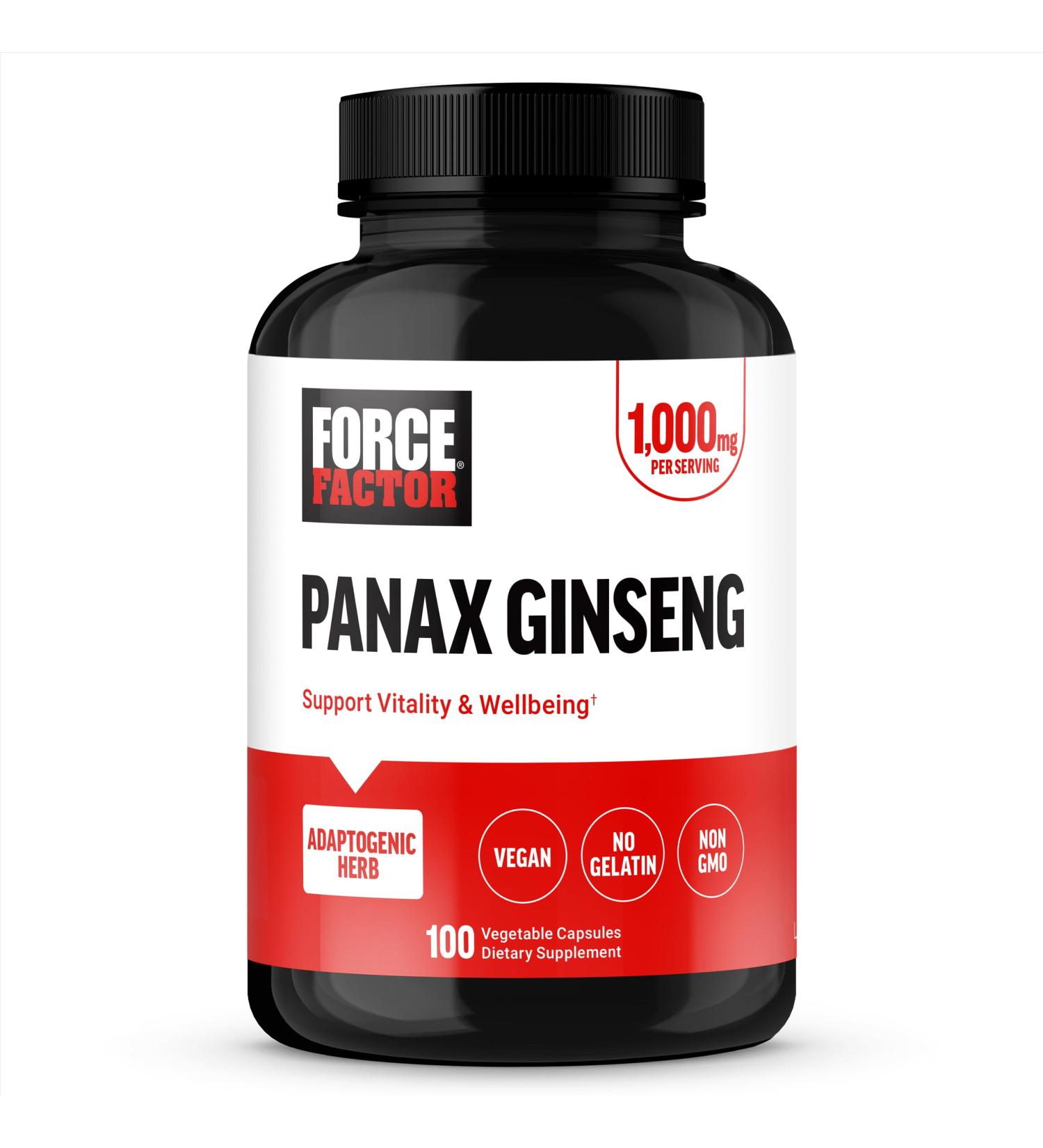Force Factor Panax Ginseng Adaptogenic Korean Ginseng Supplement to Support Energy Clarity and Well Being Non-GMO Vegan-Friendly Premium Quality 100 Capsules - Buy Online on GoSupps.com