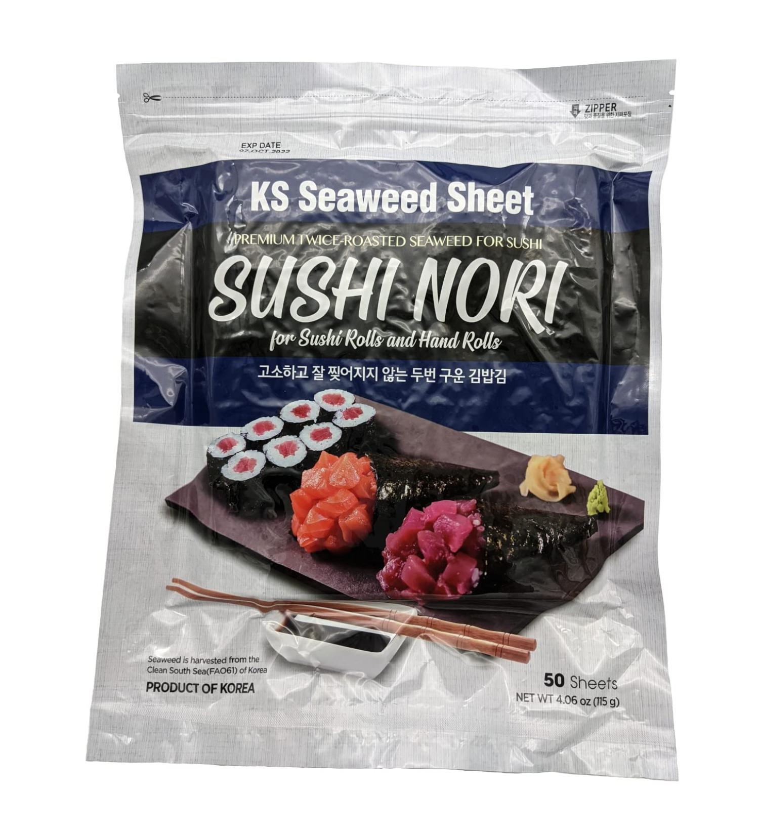 Twice Roasted Seaweed Sheets 7.50 in x 8.25 in (50 Sheets) - Premium Quality Nori for Sushi Rolls and Snacks - Buy Online on GoSupps.com