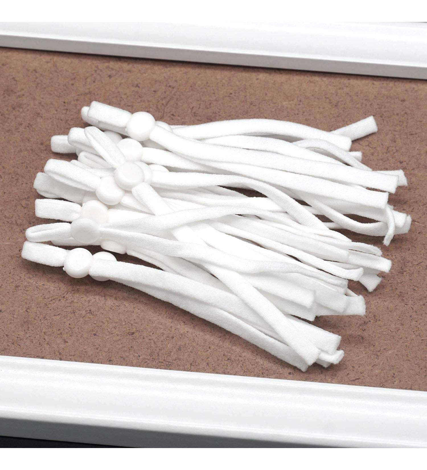 20 pcs Adjustable Elastic Bands with Silicone Buckle for DIY Handmade Masks (White) - Buy Online on GoSupps.com