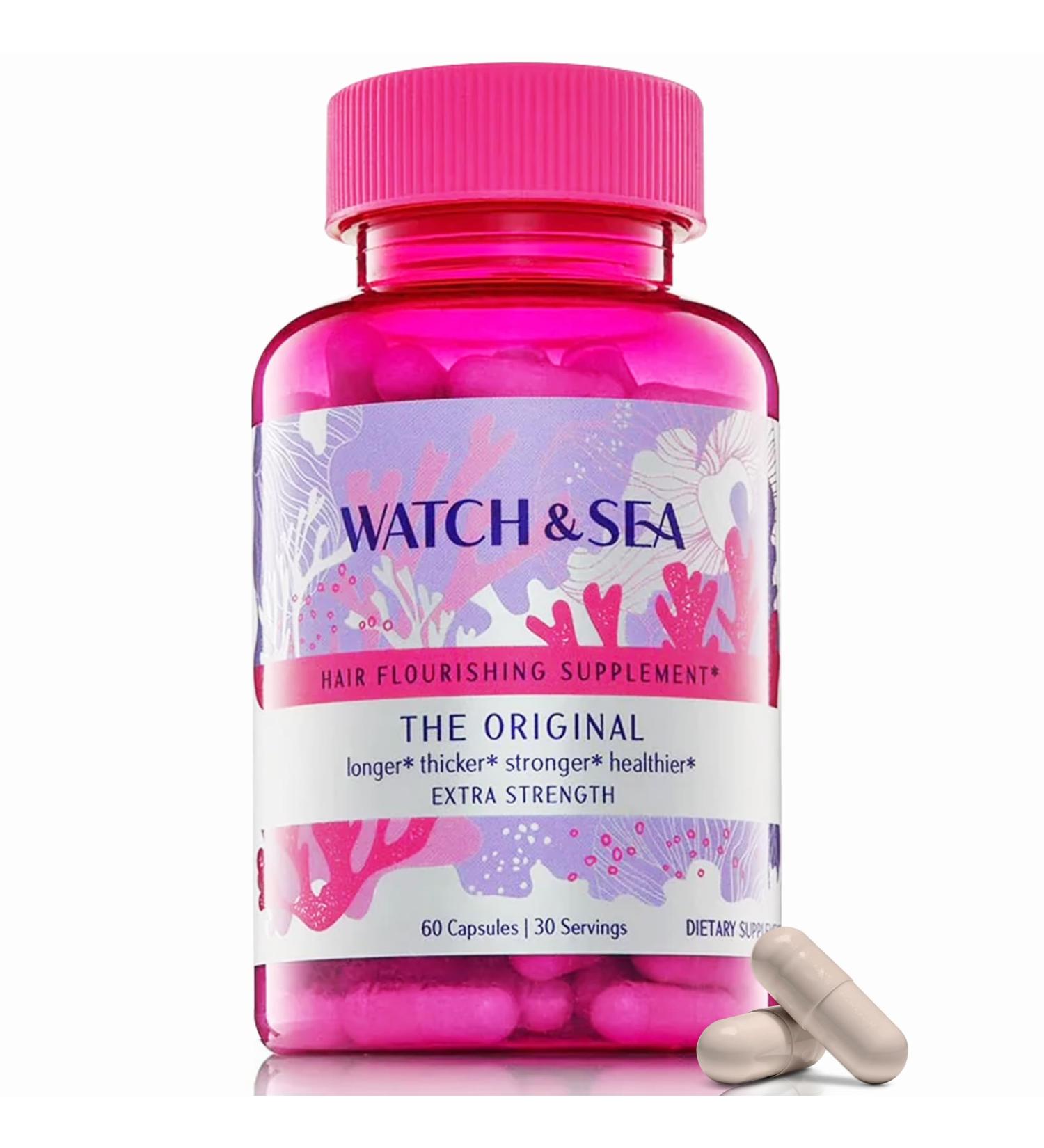 Watch & Sea Hair Flourishing Extra-Strength Capsules - Nourishing Hair Supplement with Biotin Herbs Minerals and Vitamins for Hair Growth and Thickness for All Hair Types - 60 Capsules - Buy Online on GoSupps.com