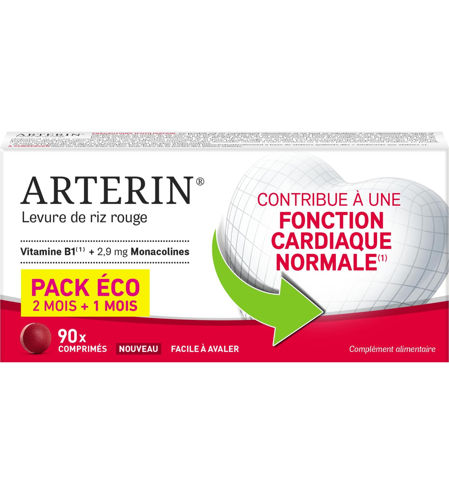 ARTERIN Red yeast rice 2.9 mg - Contributes to normal heart function* - Food supplement based on red yeast rice and*Vitamins B1-90 Tablets - Eco Pack - Buy Online on GoSupps.com
