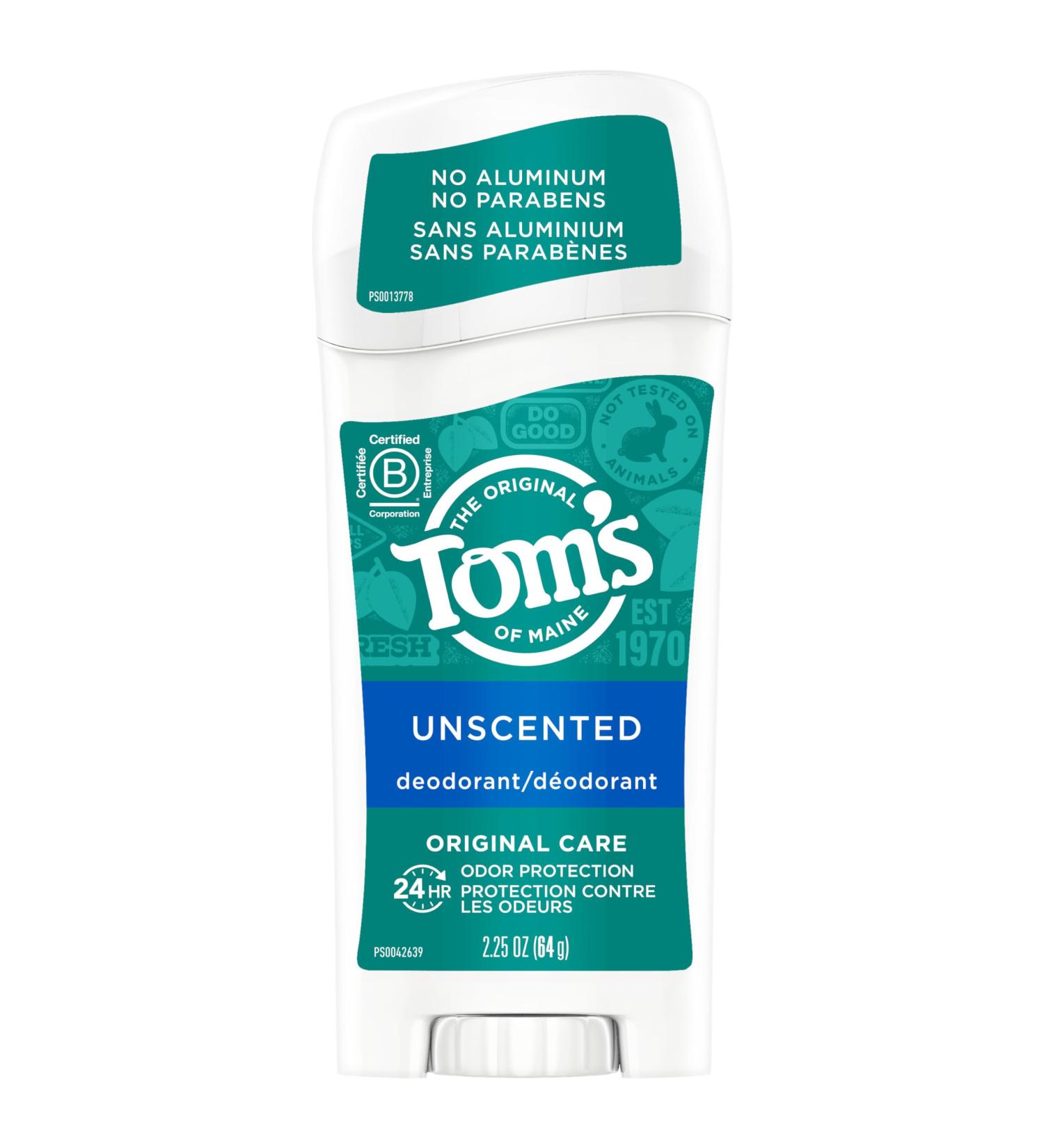 Tom's of Maine Original Care Natural Deodorant Unscented 2.25 Oz (Pack of 6) (Packaging May Vary) Unscented 2.25 Ounce (Pack of 6) - Buy Online on GoSupps.com