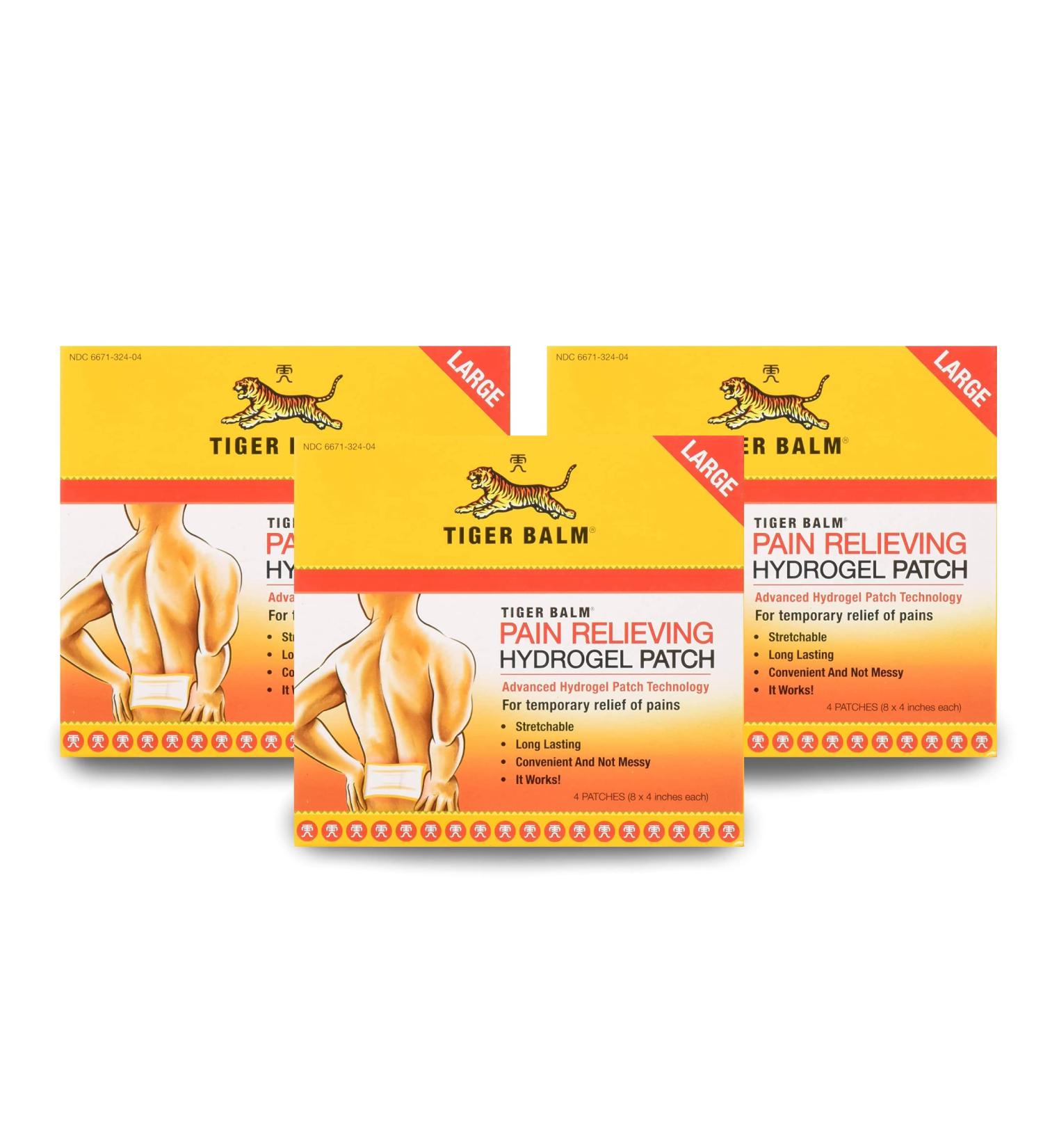 Tiger Balm Pain Relieving Patch Large 4 Each - Pack of 3 (12 Patches Total) - Buy Online on GoSupps.com