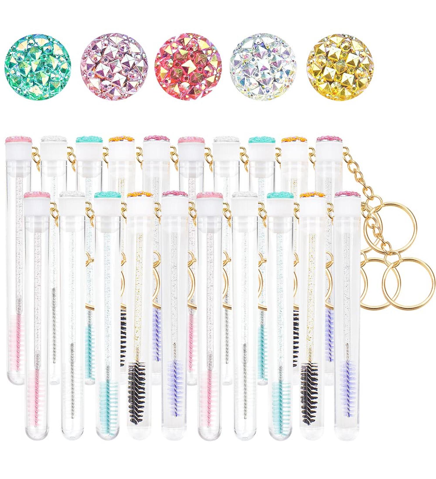 Mekupeu 20 Sets Mascara Wand Tube Set | Diamond Key Chain Empty Brushes | Eyelash Spoolies Makeup Tool (Mixed 5 color) - Buy Online on GoSupps.com