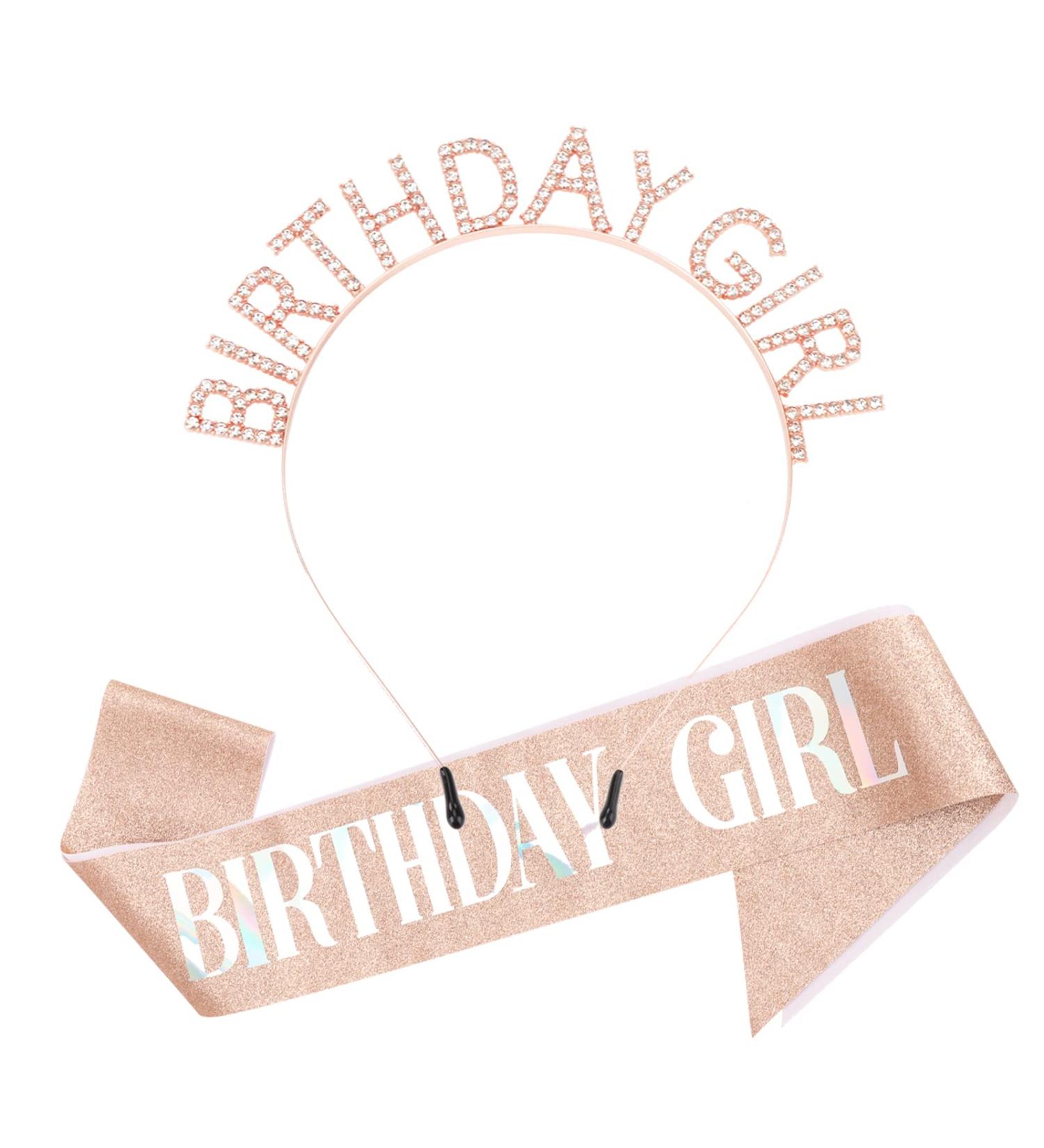 DRESHOW Birthday Girl Headband Birthday Tiara with Sash Princess Crown Rhinestone Happy Birthday Accessories for Women Girls Birthday Girl: Rose Gold UK - Buy Online on GoSupps.com