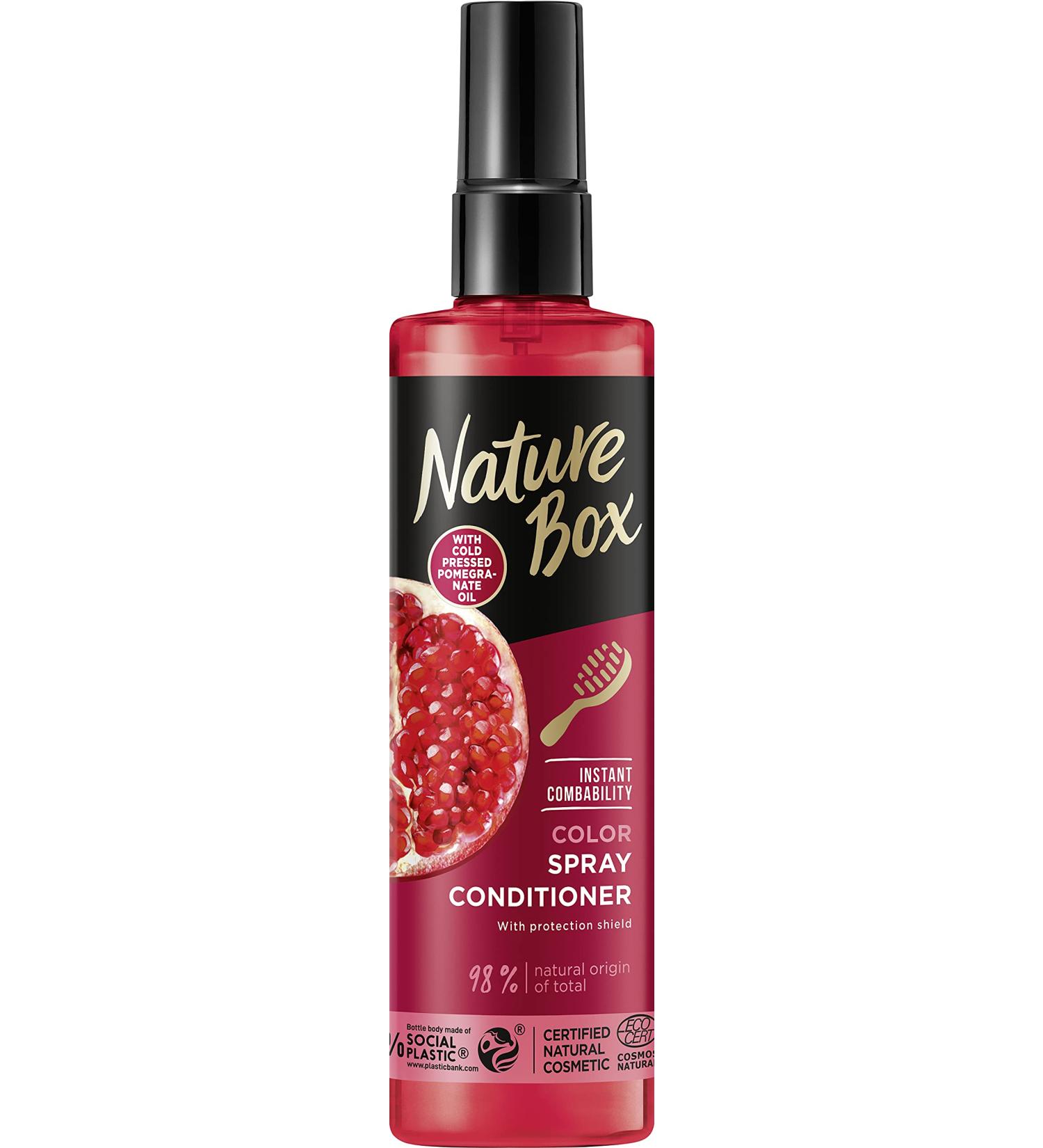 Nature Box Color Protect Vegan Leave-in Spray Conditioner - 100% Cold-Pressed Pomegranate Oil Silicone & Paraben-Free 200ml - Buy Online on GoSupps.com