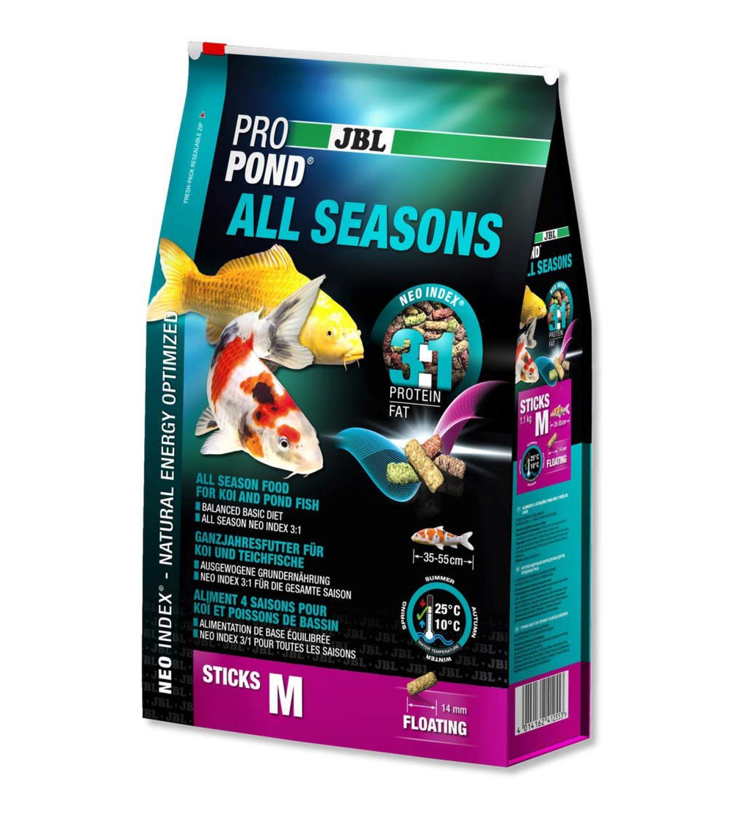 JBL all-year-round food for Koi floating food sticks seasonal food ProPond All Seasons size S 5.8 kg 5.8 kg (1 pack) 5.8 kg