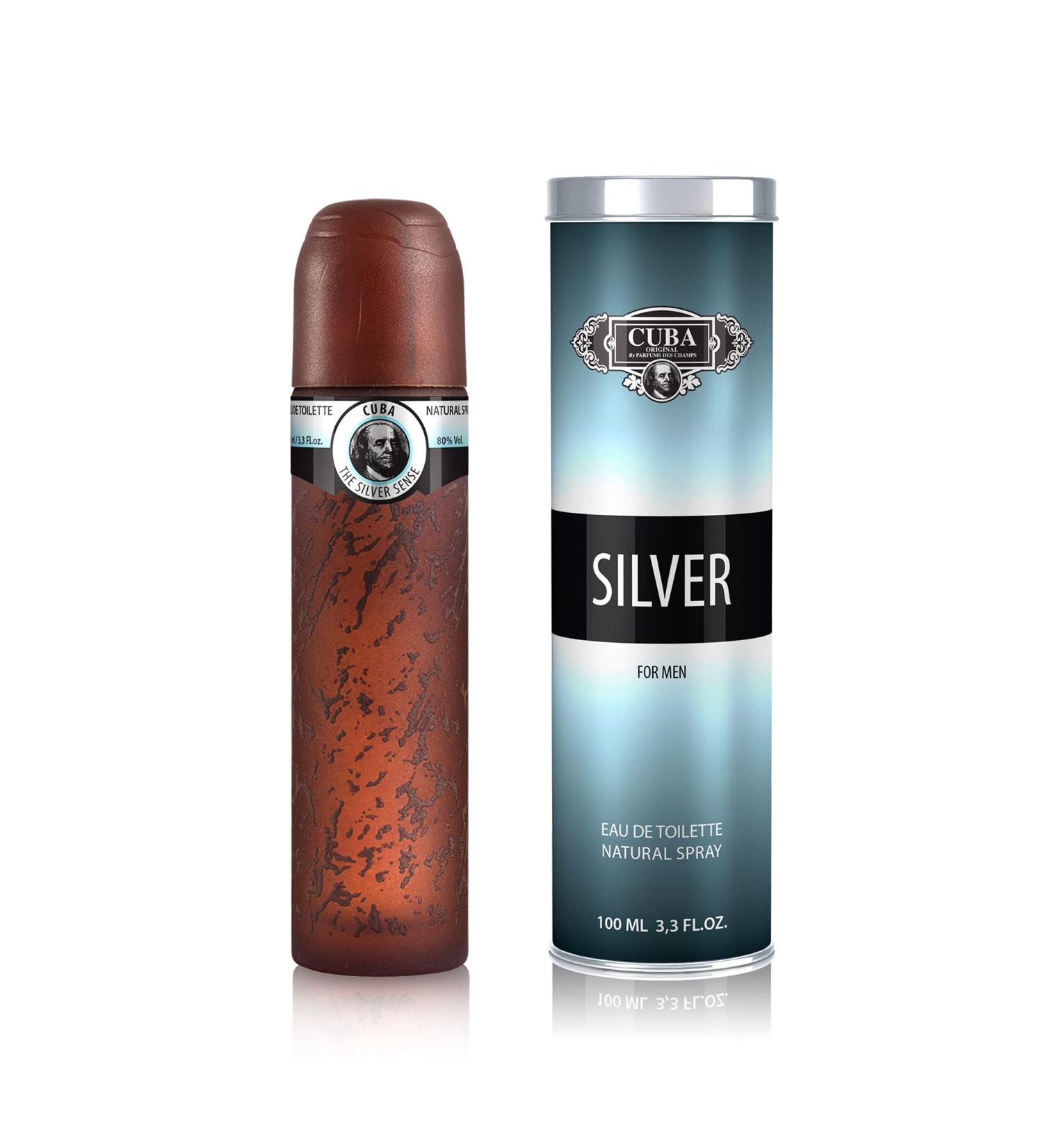 Cuba Silver Eau De Toilette Spray for Men 3.3 Ounce