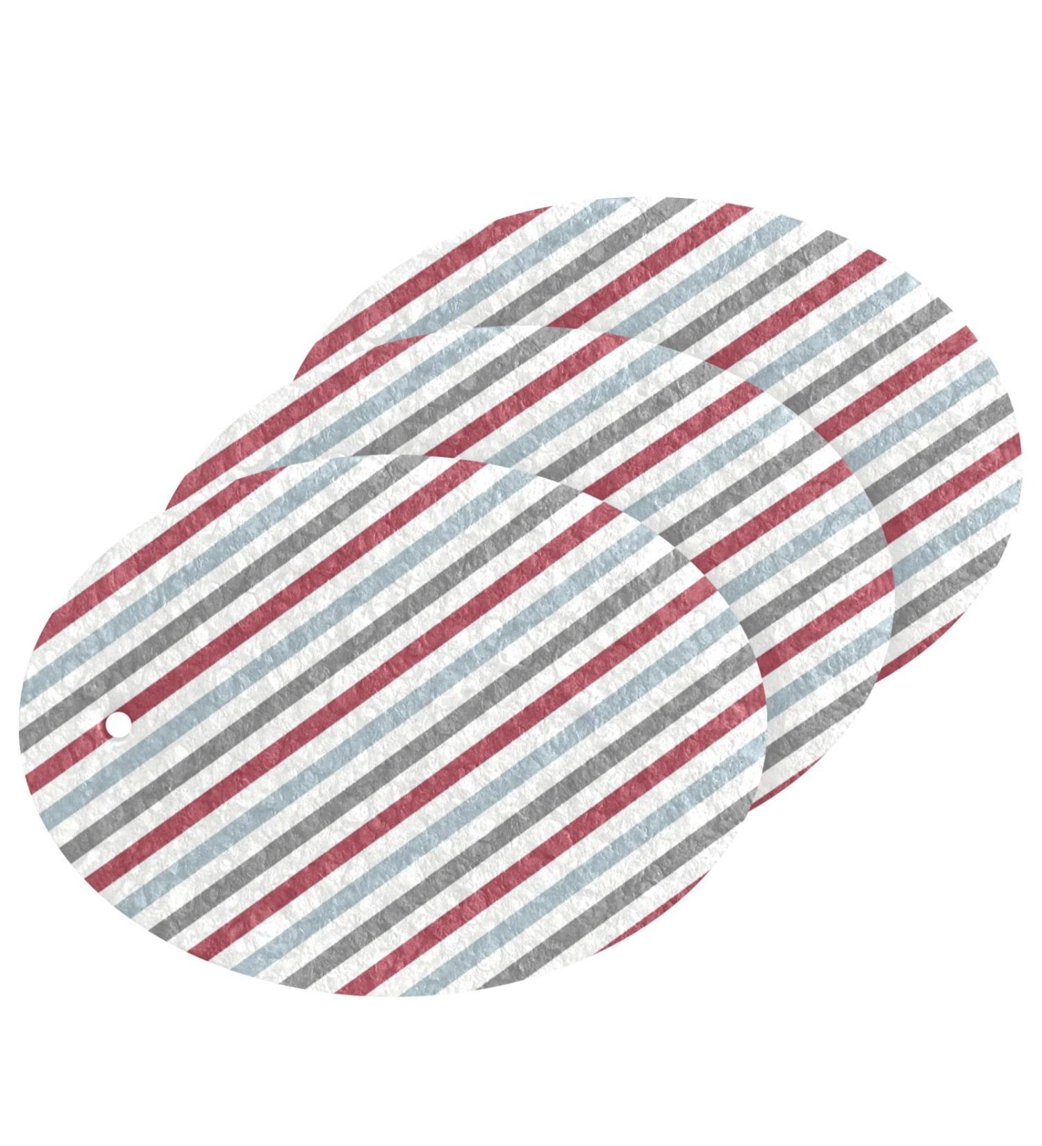 3-Pack Cleaning Kitchen Sponges Oval Retro Stripe Kitchen Cellulose Dishwashing Wood Pulp Cotton - Buy Online on GoSupps.com