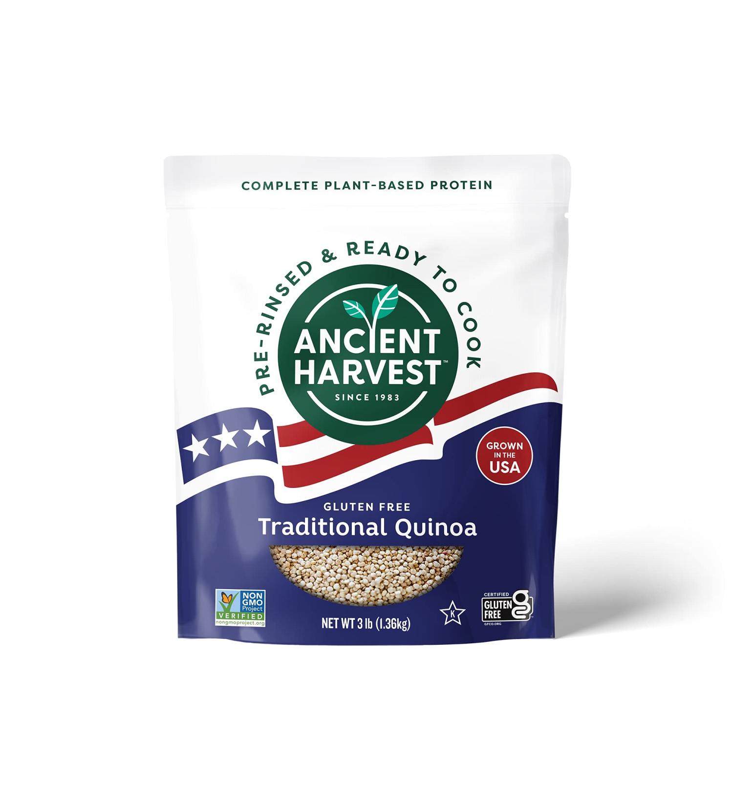 Organic USA Grown White Quinoa 3lbs - Non-GMO, Vegan & Gluten-Free Superfood with Complete Plant Based Protein - Buy Online on GoSupps.com