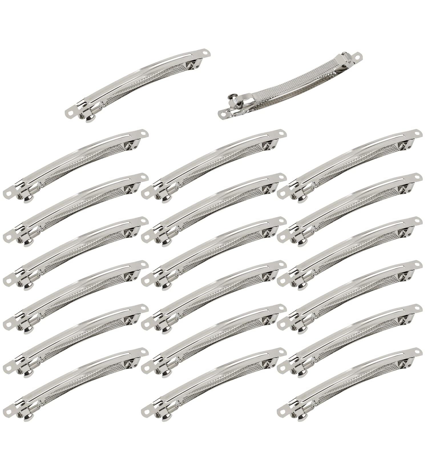 Cinaci 20 Pack 4 Inch Blank Silver Metal French Barrettes Snap Hair Clips Pins for Women Girls - DIY Craft Hair Accessories - Buy Online on GoSupps.com