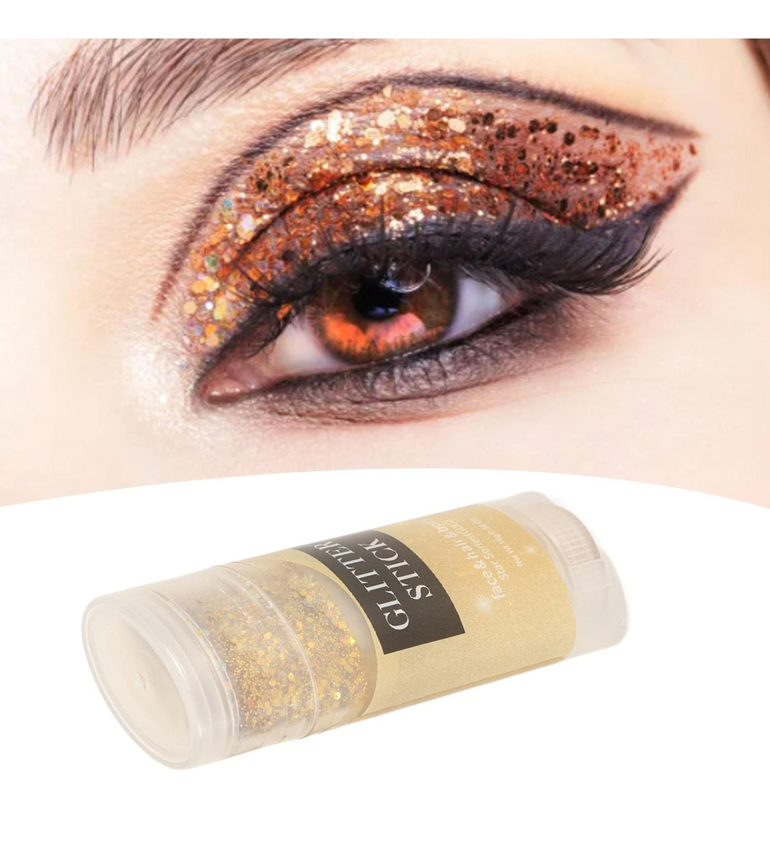 Gold Holographic Body Glitter Stick - Face & Hair Glitter Gel Makeup | Sparkling Sequins 0.6oz - Easy Application for Eyes & Lips - Buy Online on GoSupps.com