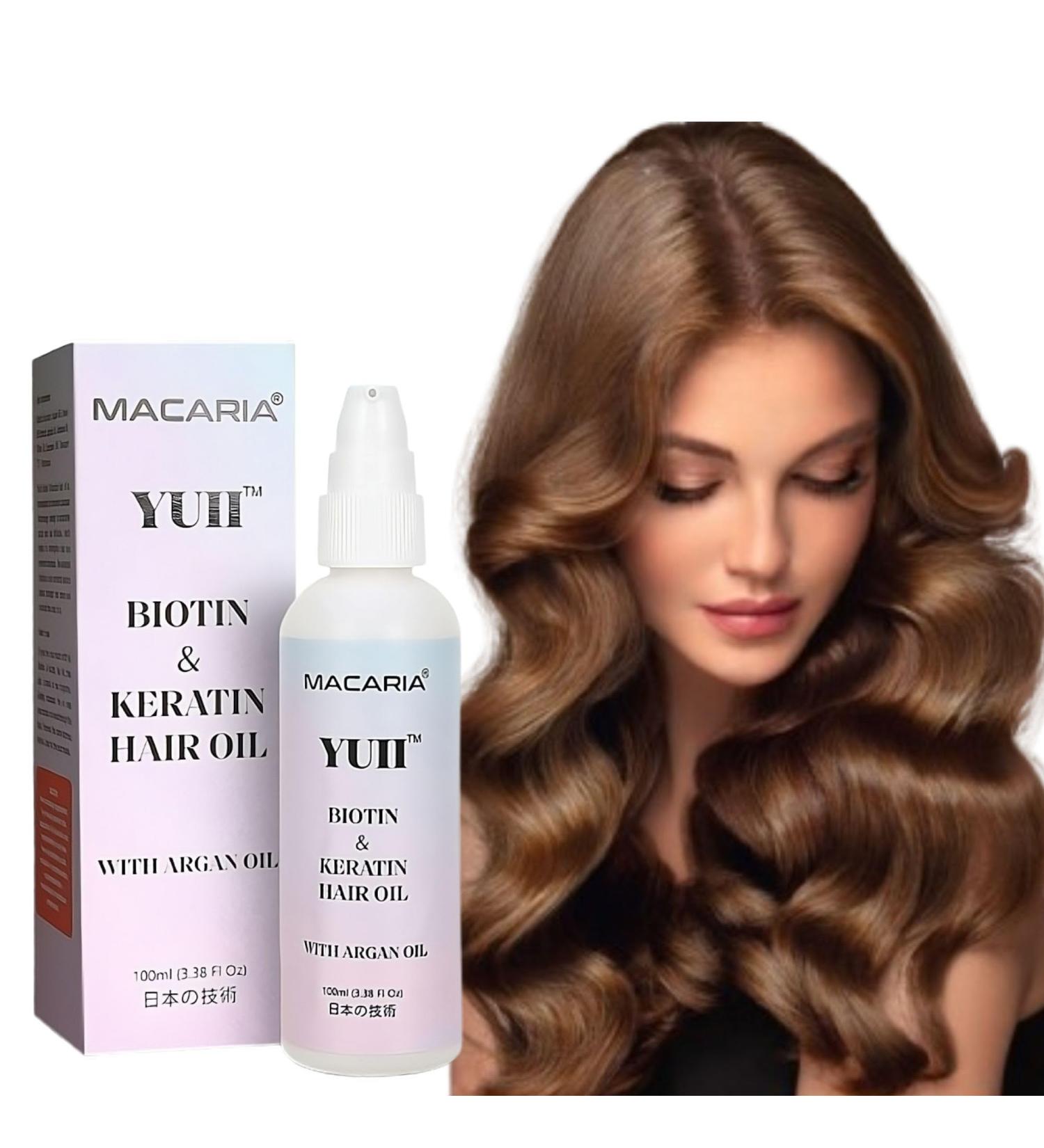 Macaria Herbal Pvt ltd Yuii Biotin hair growth Oil serum spray with keratin oil & aragn oil for hair loss fall and Thinning hair thicker fuller hair - Buy Online on GoSupps.com